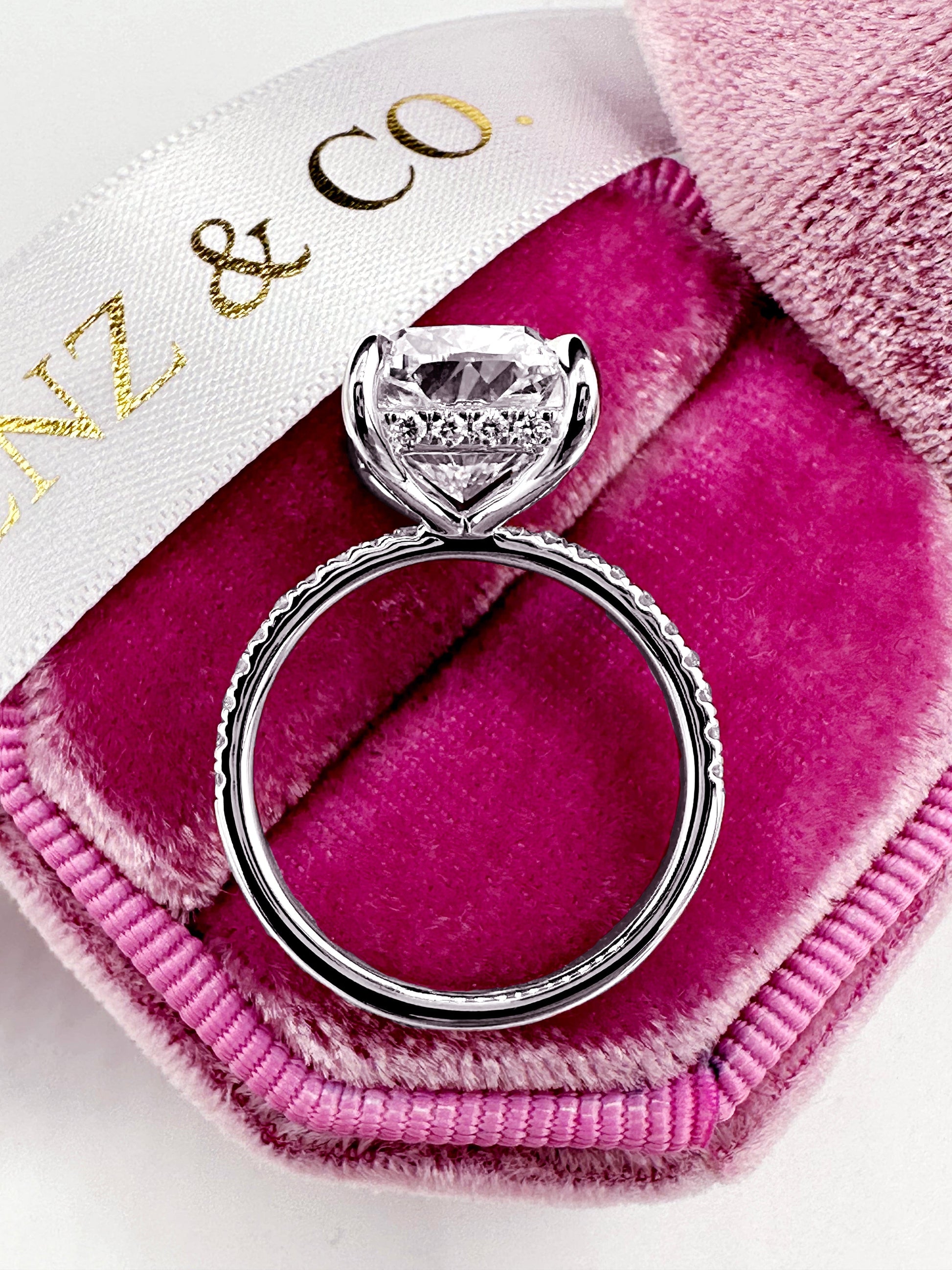 5ct elongated cushion cut lab grown diamond ring in white gold