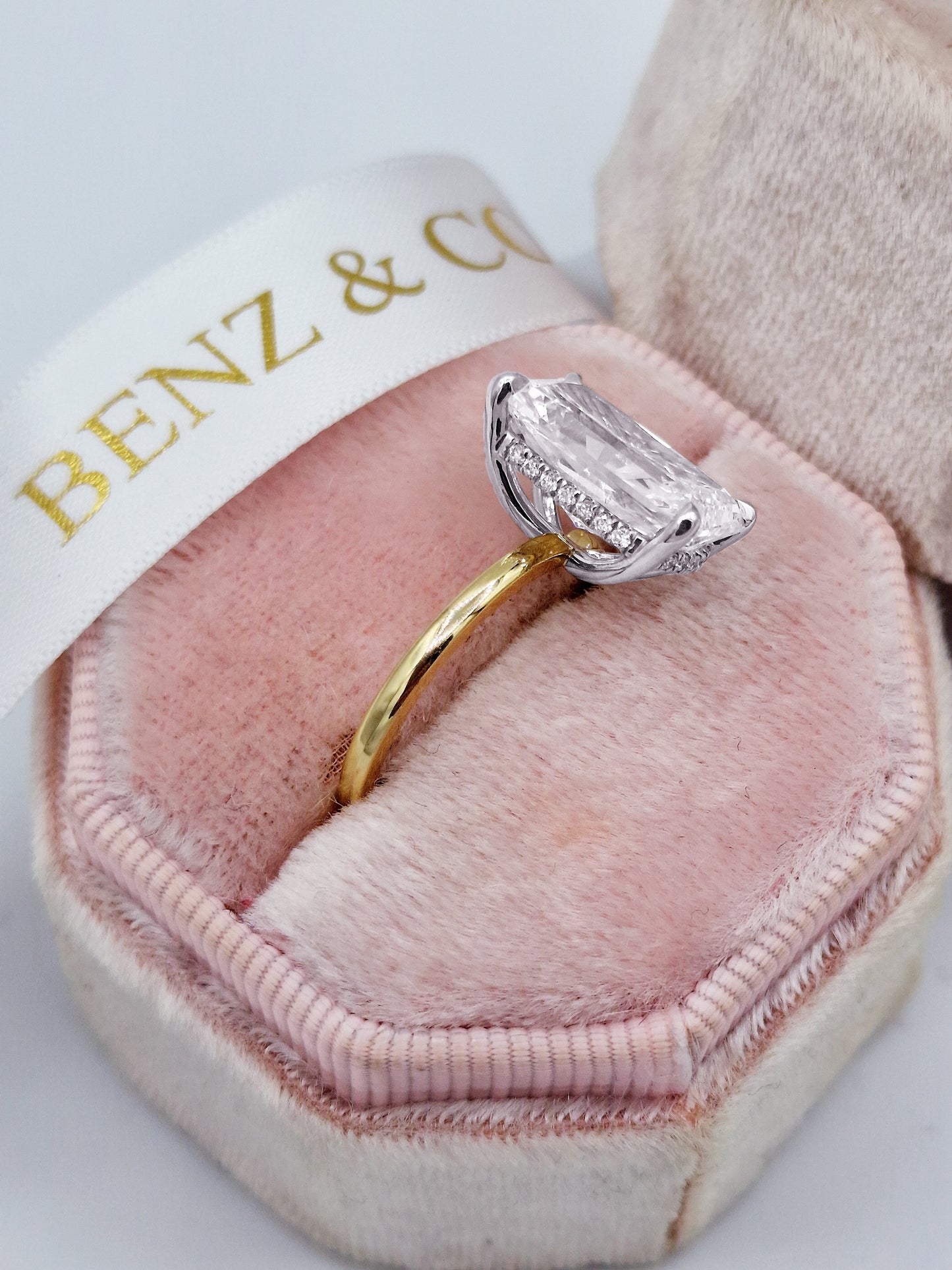 5ct Radiant Two-Tone Diamond Solitaire Engagement Ring in a Box