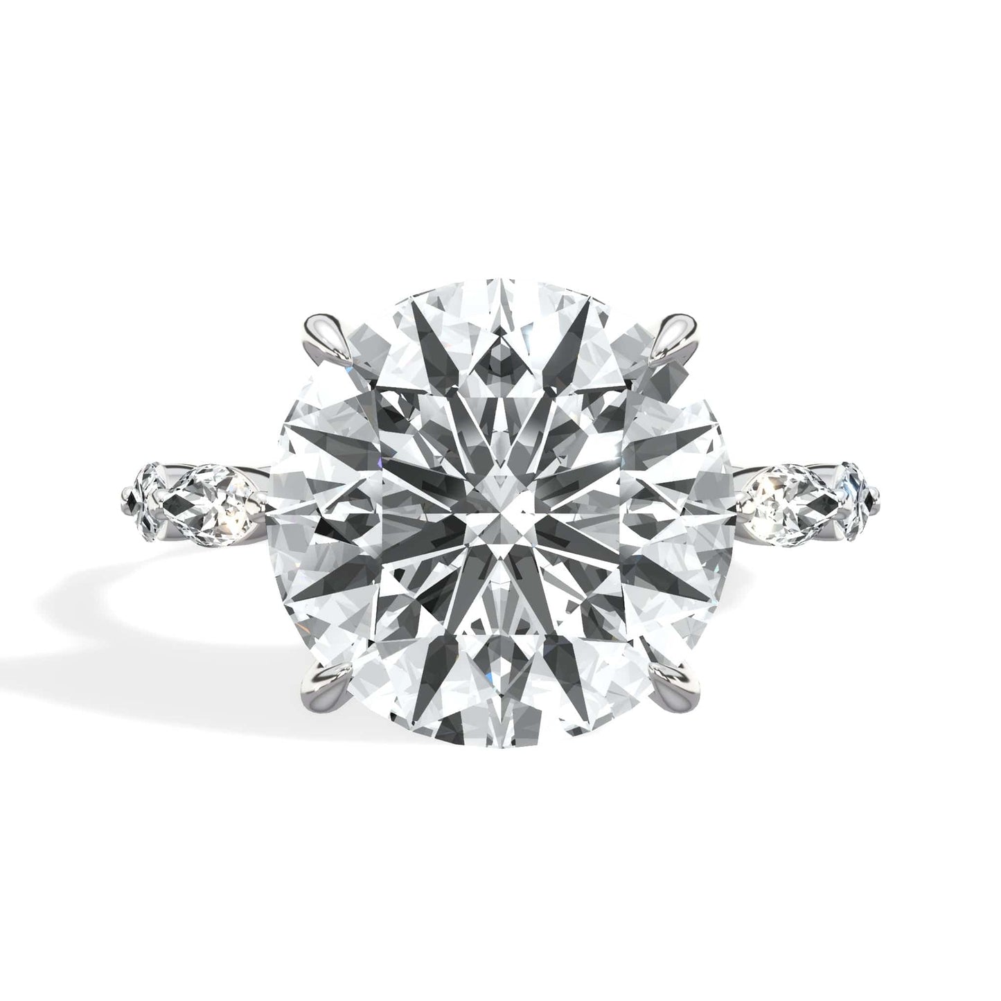 5ct Round Cut Lab Diamond Engagement Ring with Hidden Halo