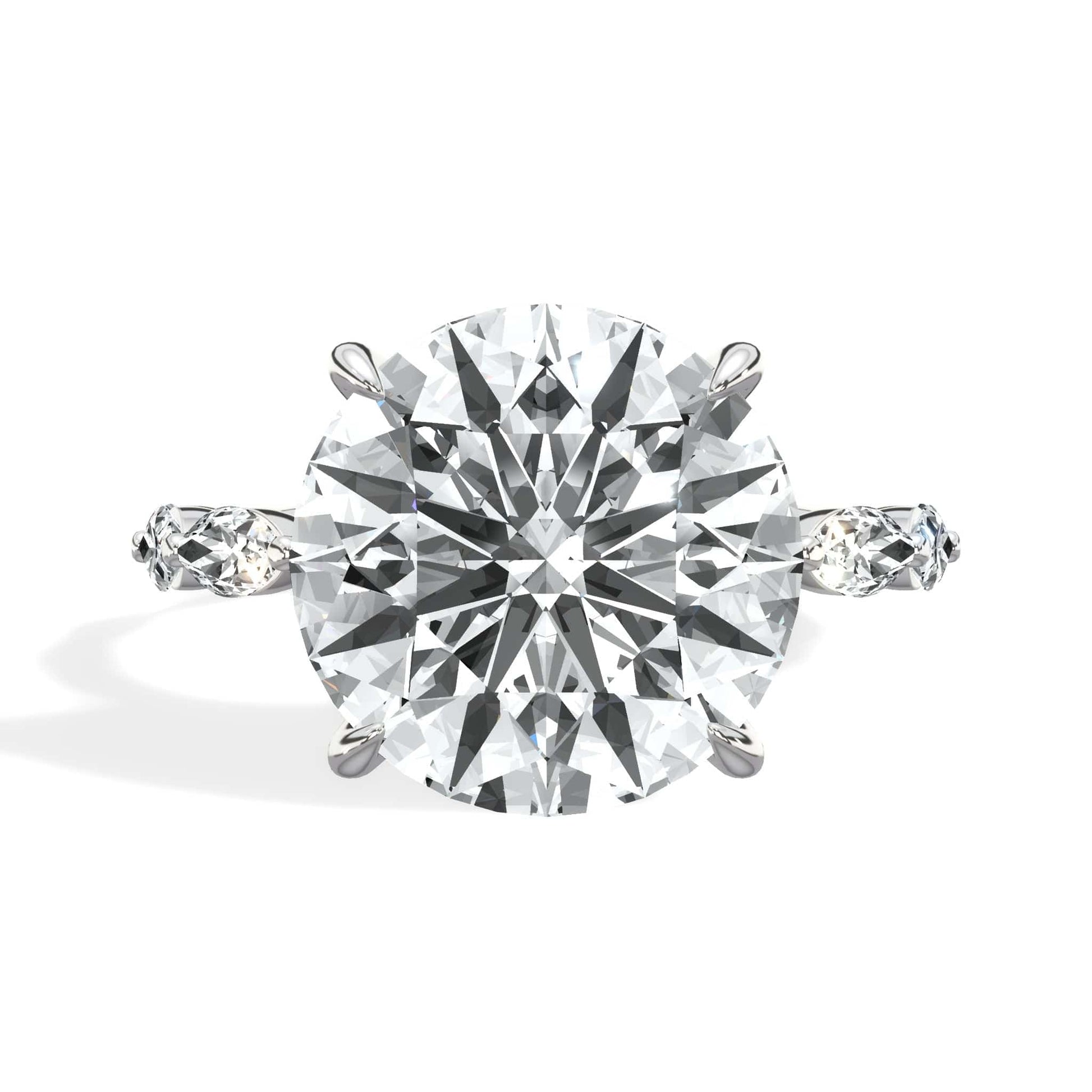 5ct Round Cut Lab Diamond Engagement Ring with Hidden Halo