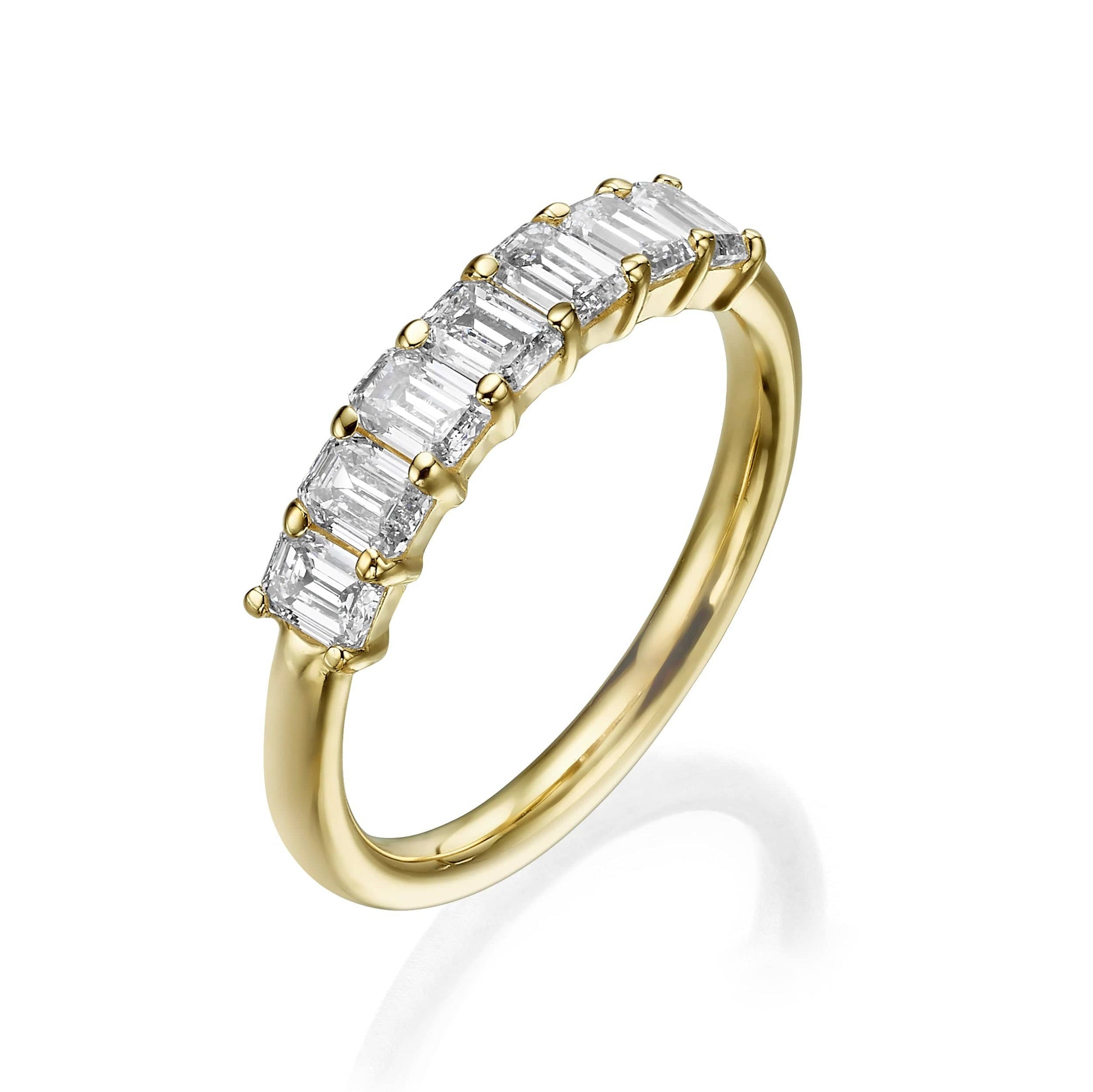 7-stone emerald cut lab grown diamond band