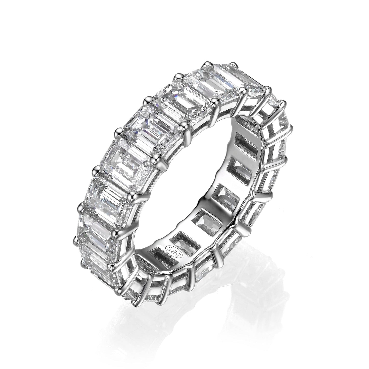 7ct Emerald Cut Diamond Eternity Band in 14k White Gold
