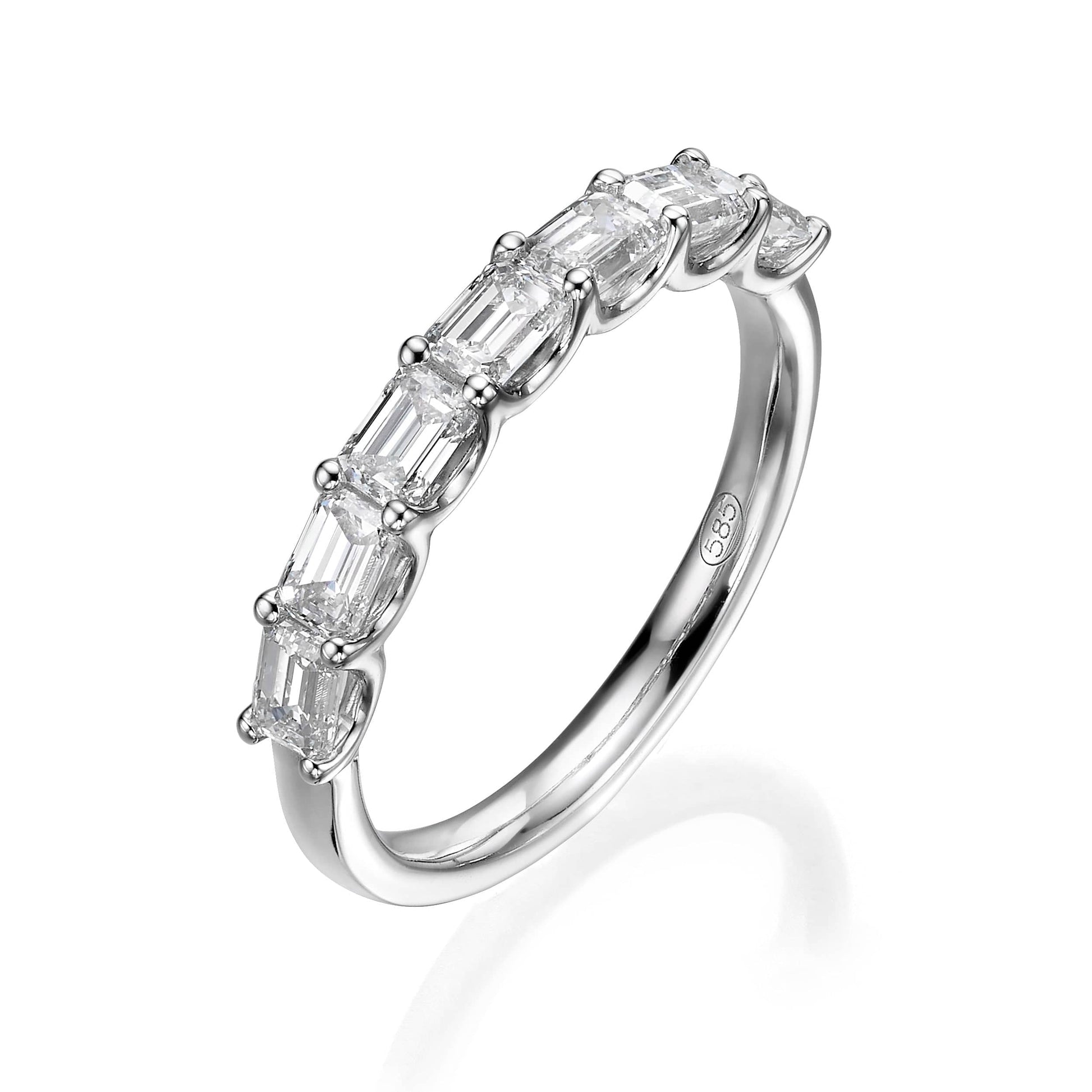 Emerald cut lab grown diamond half eternity band