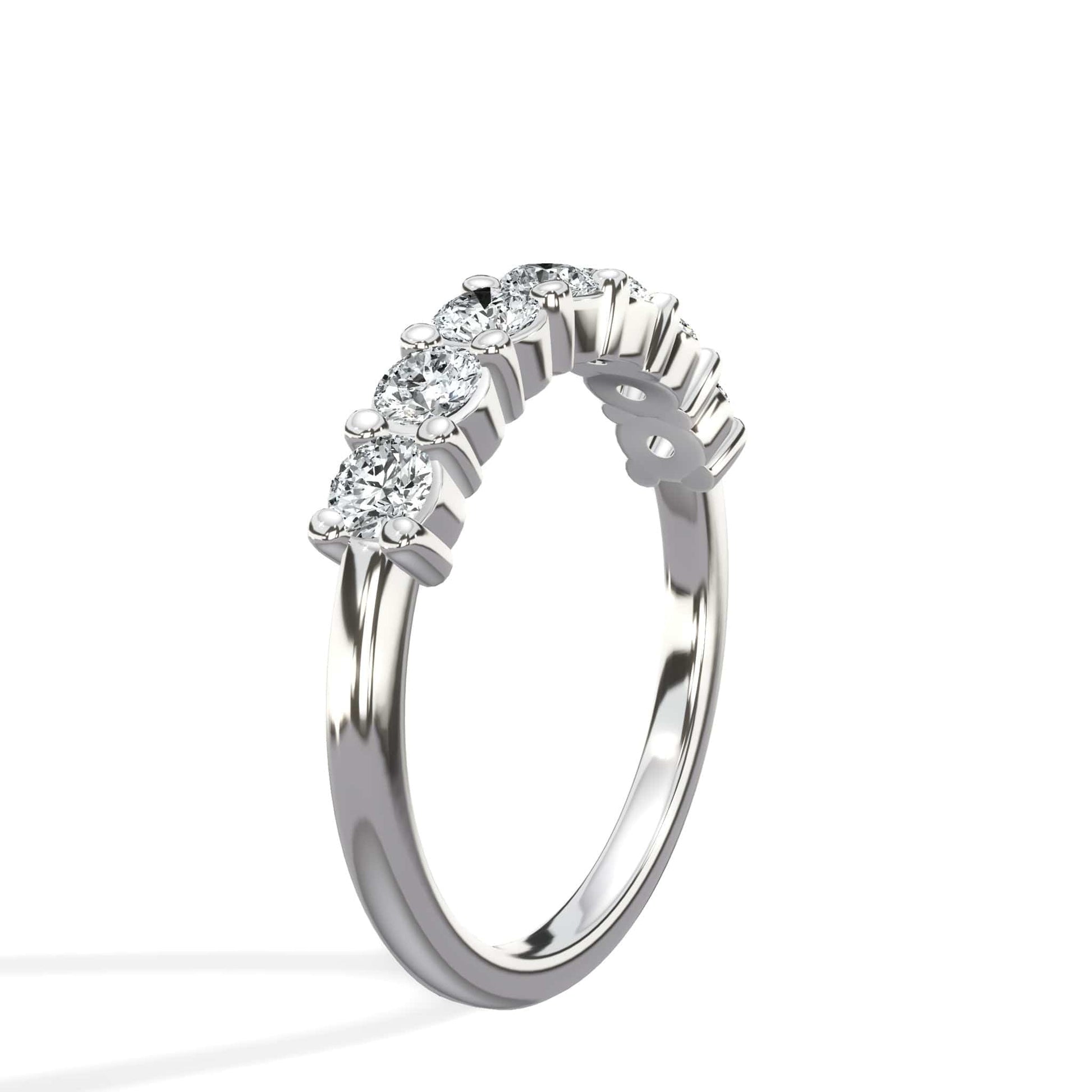 7-stone round diamond wedding band in 14k white gold