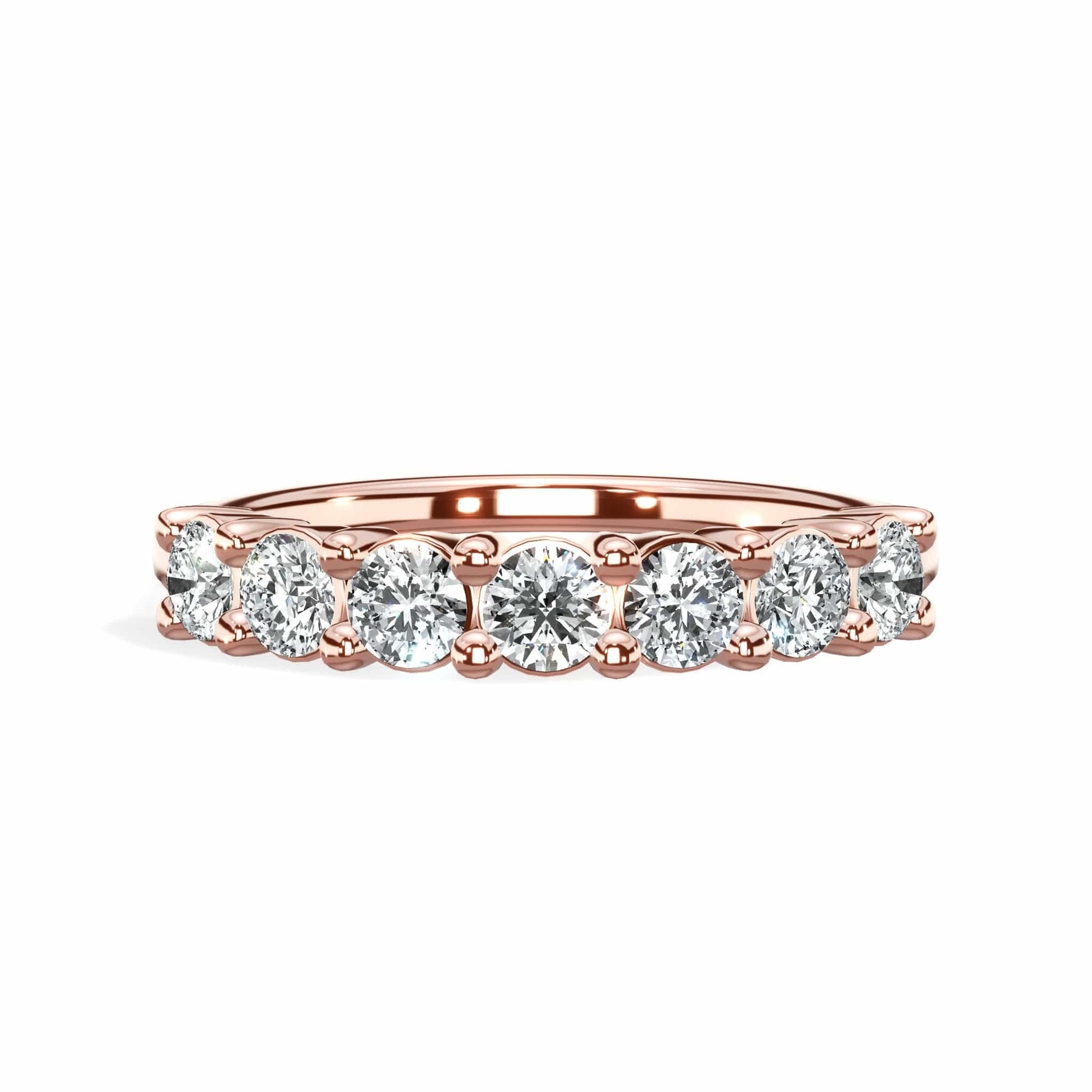 7-stone round diamond wedding band in rose gold