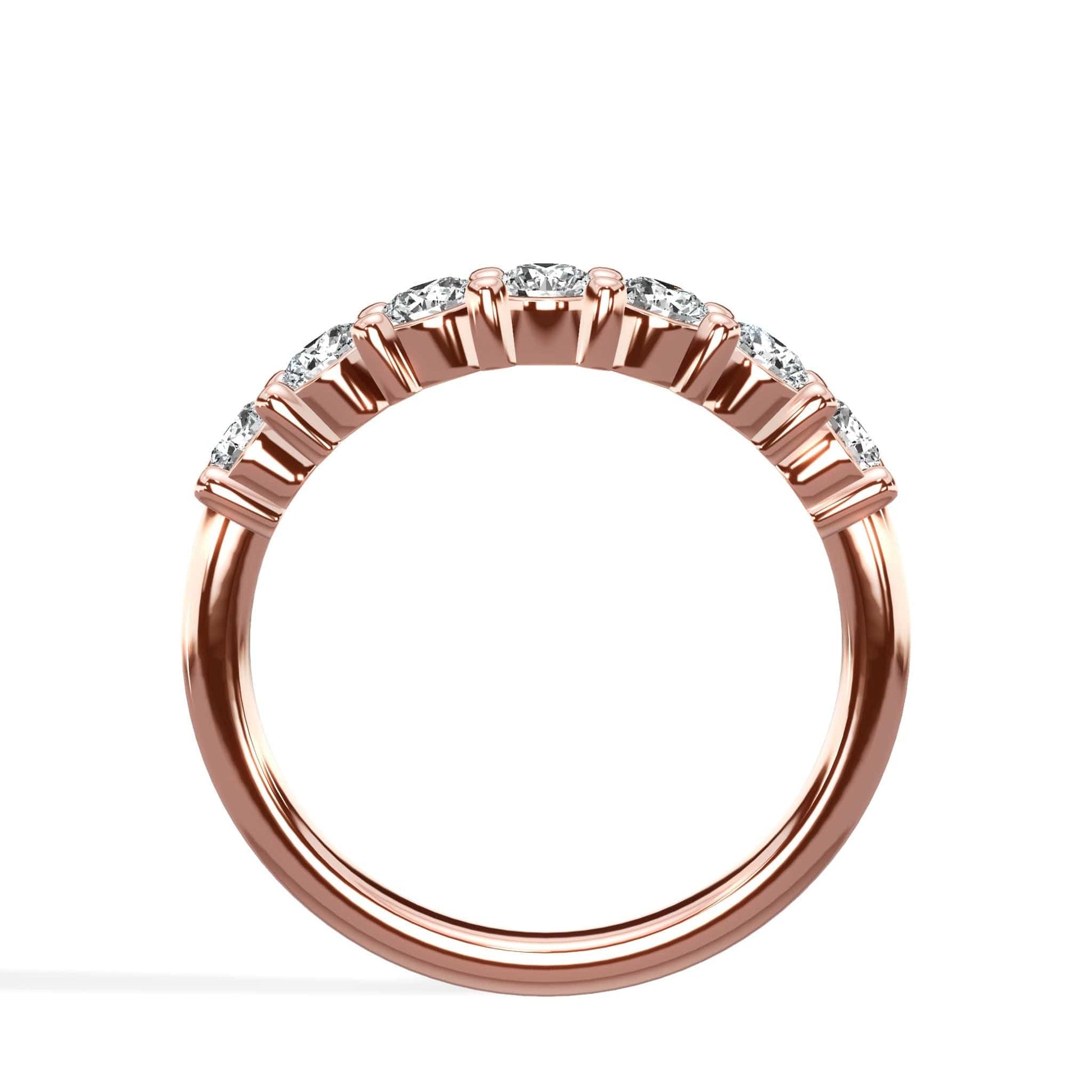 7-stone round diamond rose gold wedding band