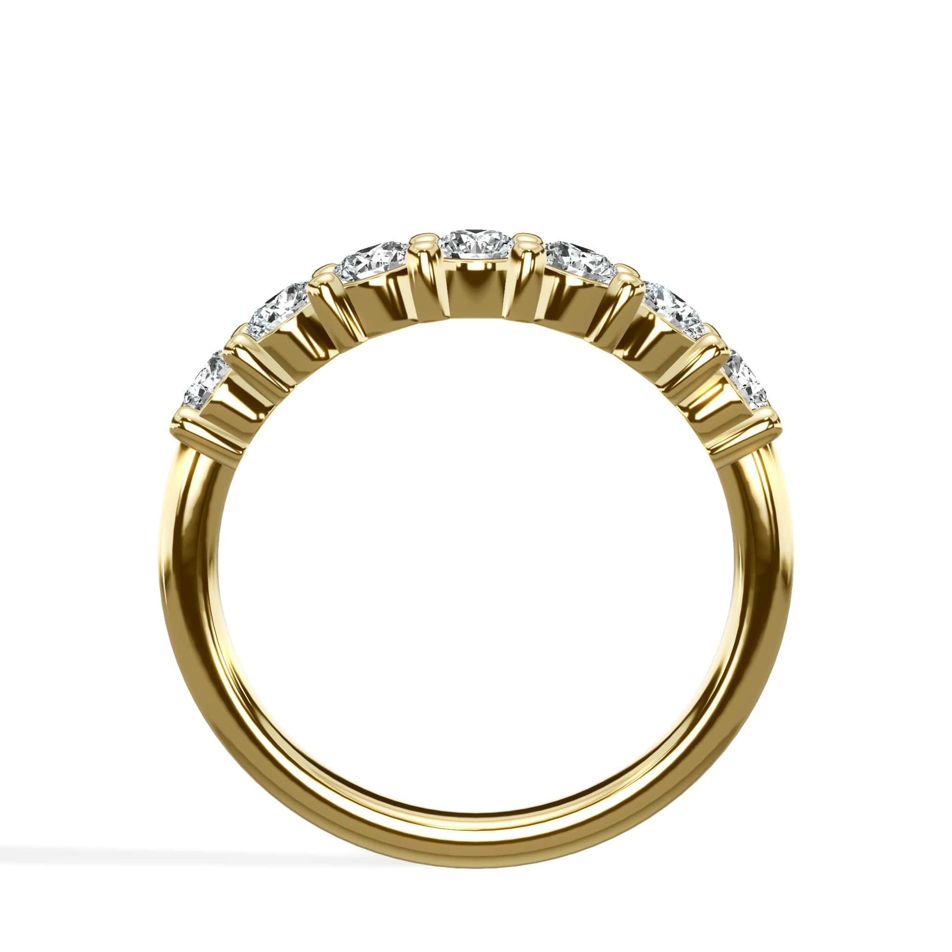 Yellow gold 7 stone round diamond wedding band