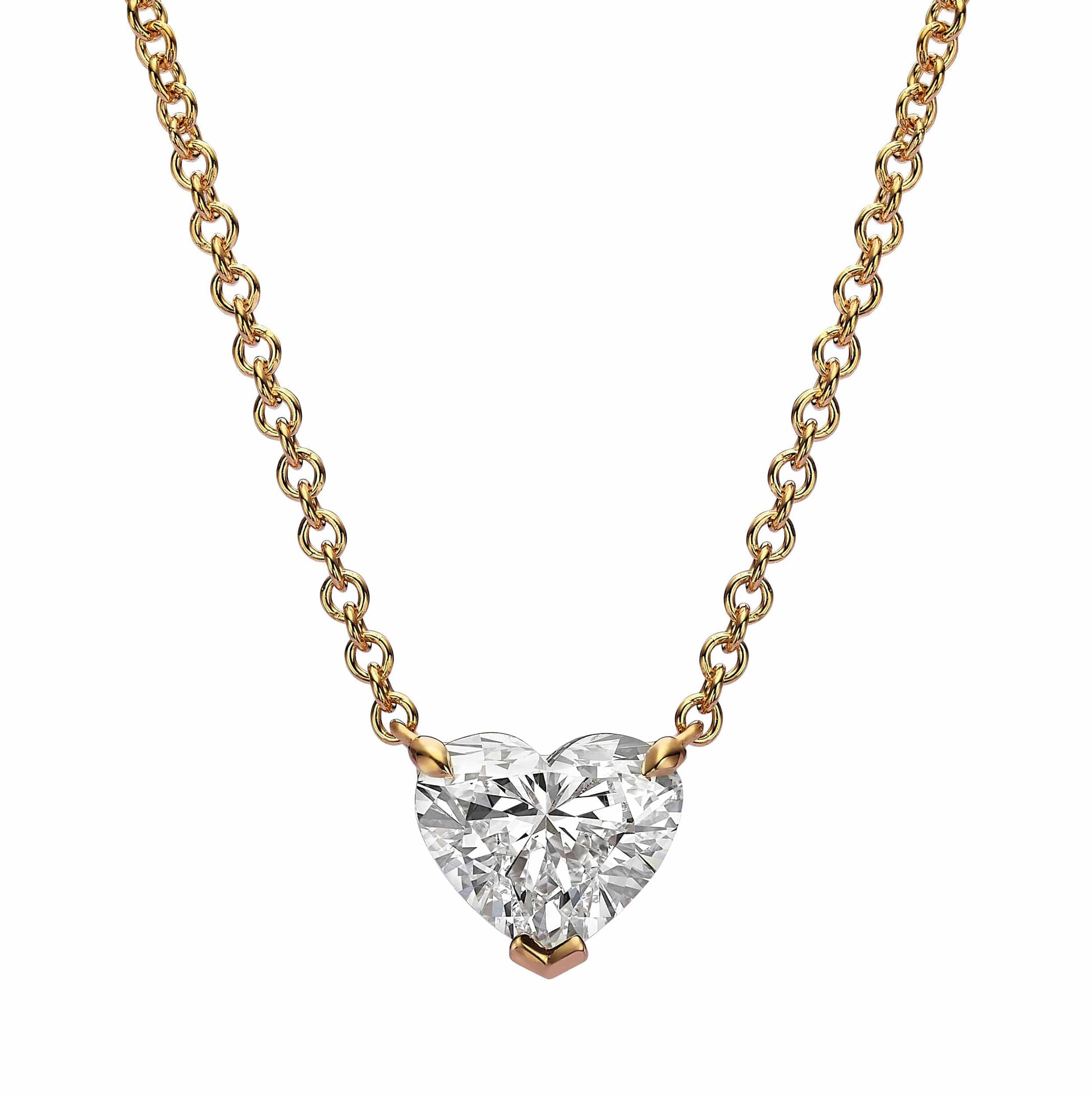 Benz Heart-Shaped Diamond Pendant Necklace in Yellow Gold