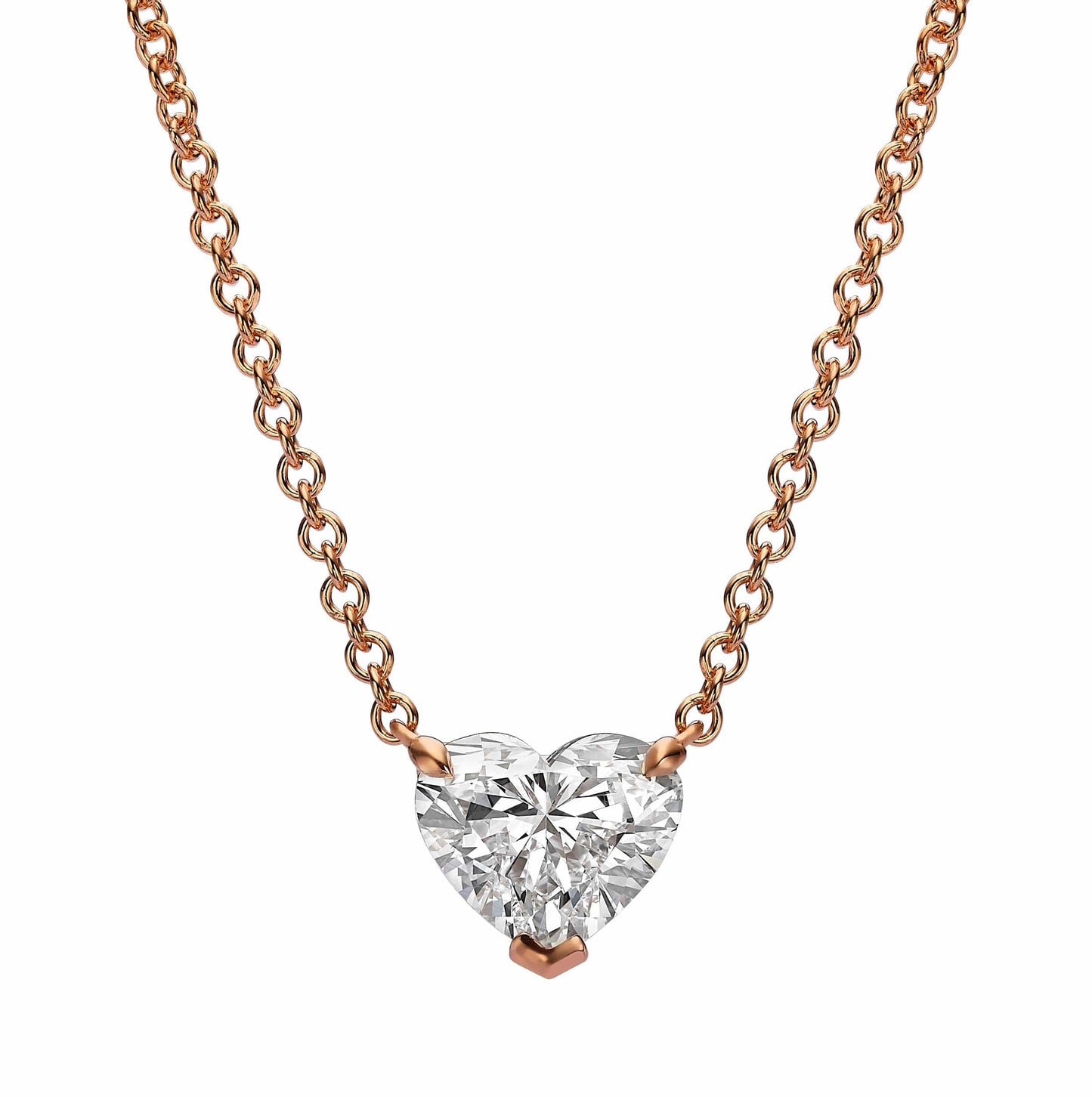 Benz heart-shaped diamond pendant necklace in rose gold