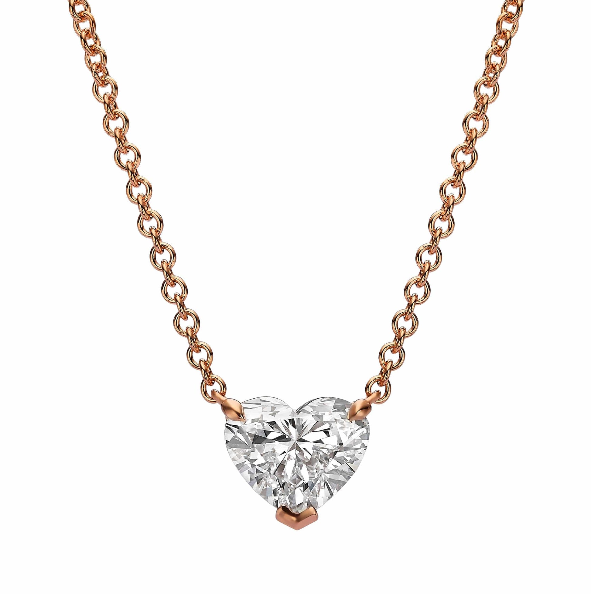 Benz heart-shaped diamond pendant necklace in rose gold