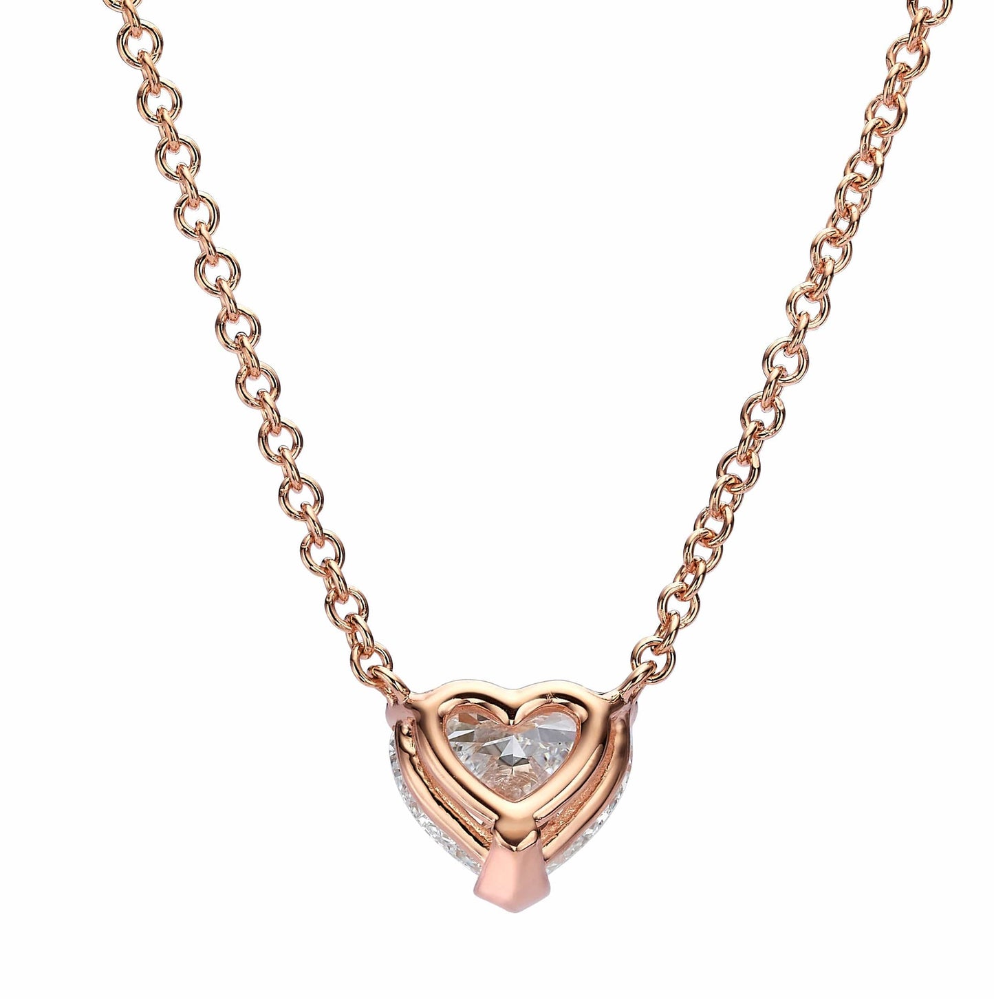 Benz heart-shaped diamond pendant necklace in rose gold