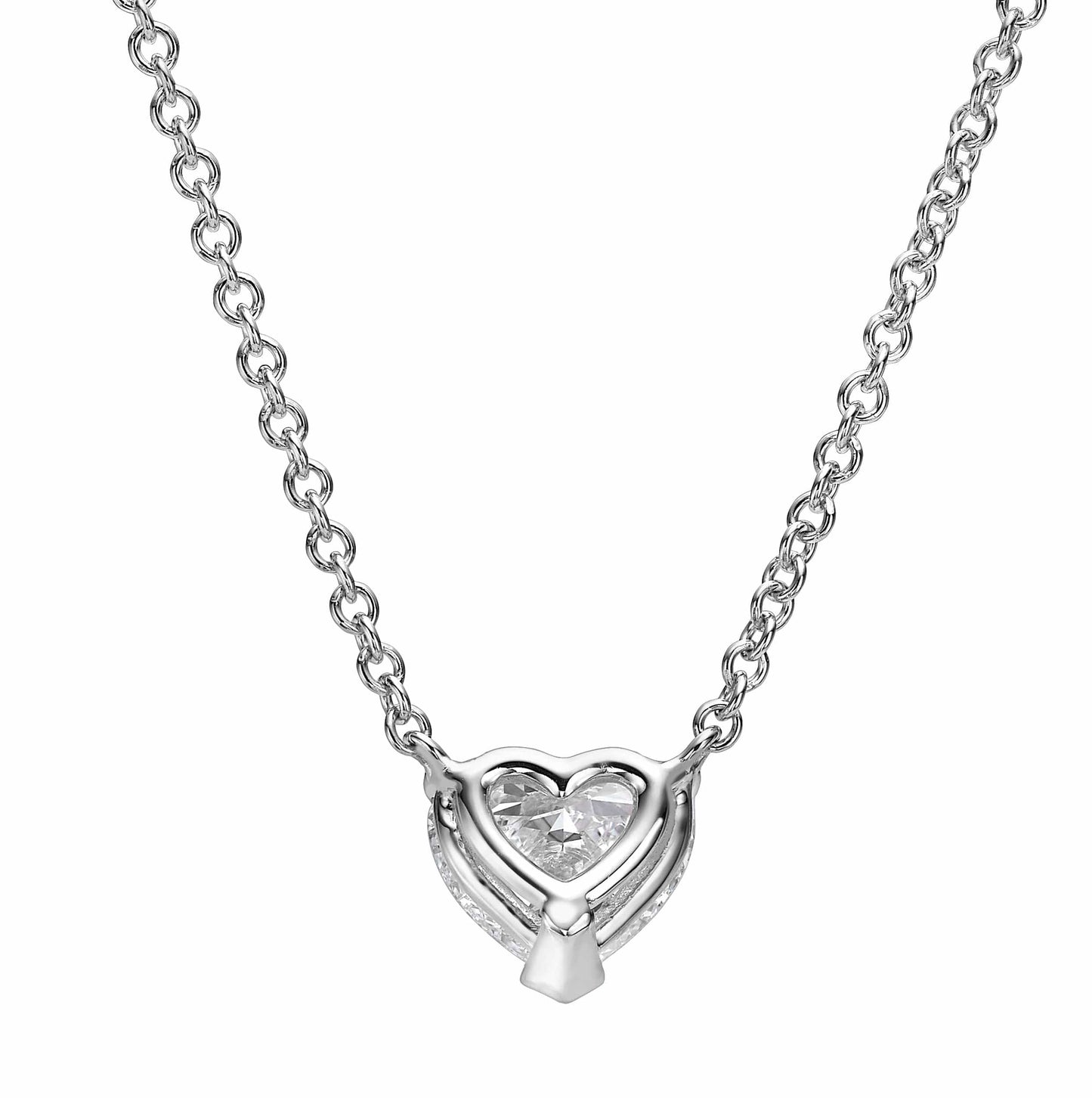 Benz heart-shaped diamond pendant necklace in white gold