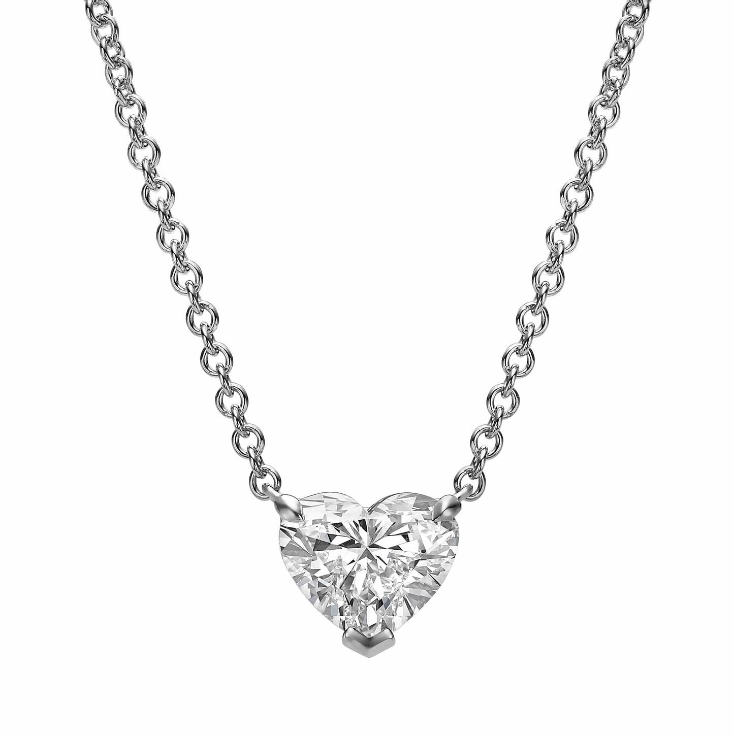 Benz Heart-Shaped Diamond Pendant Necklace in White Gold