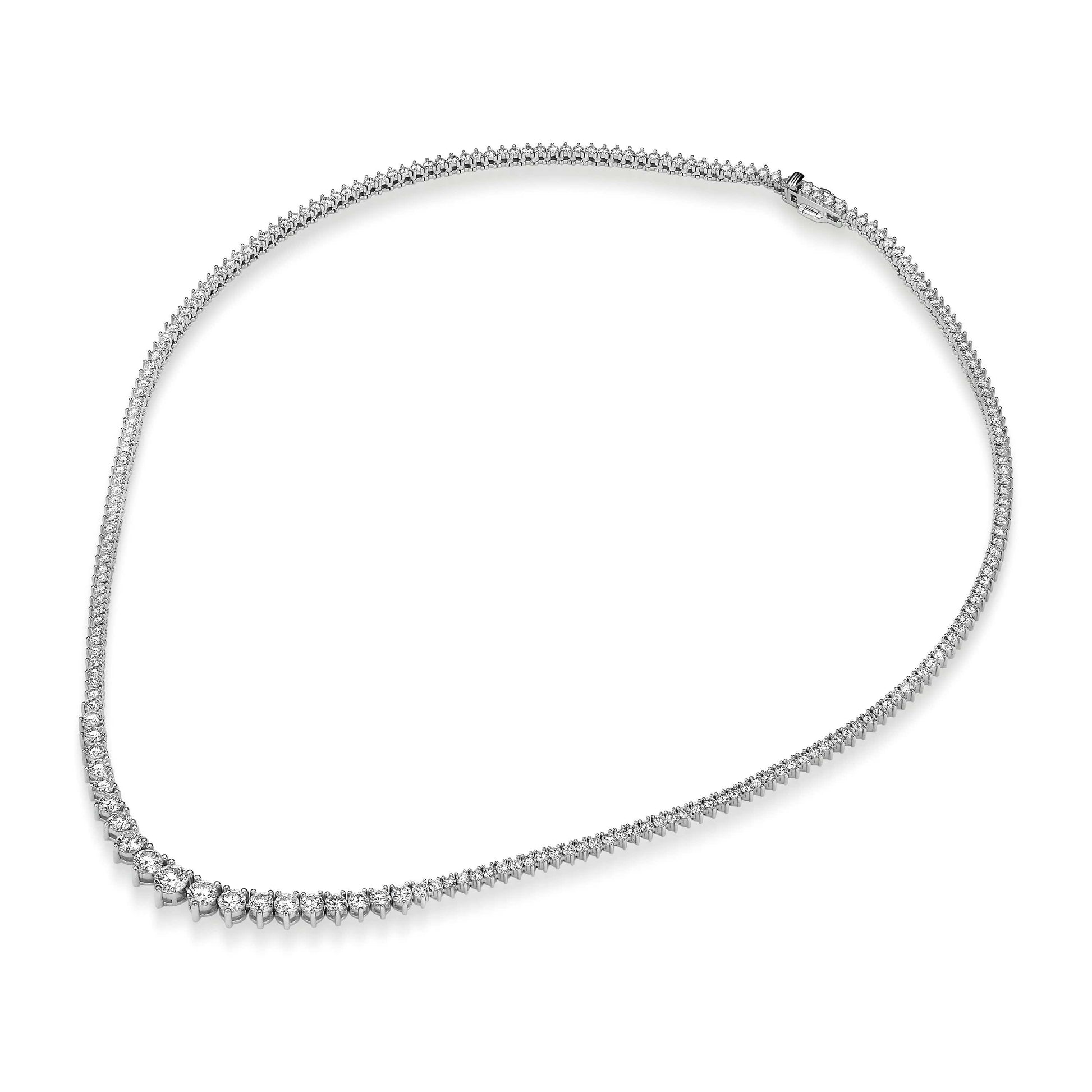 14k White Gold Graduated Diamond Tennis Necklace