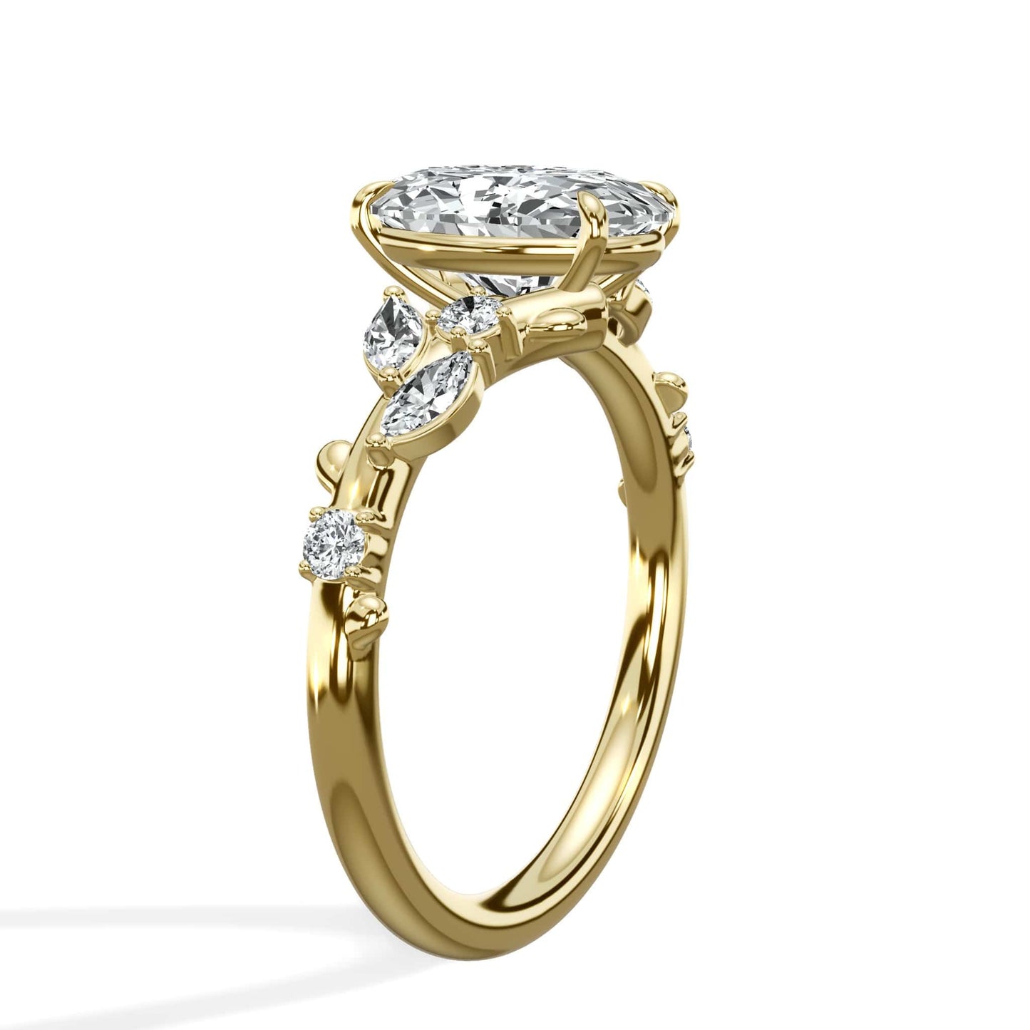 2.36 Carats Lab Grown Oval Cut Diamond Floral Engagement Ring