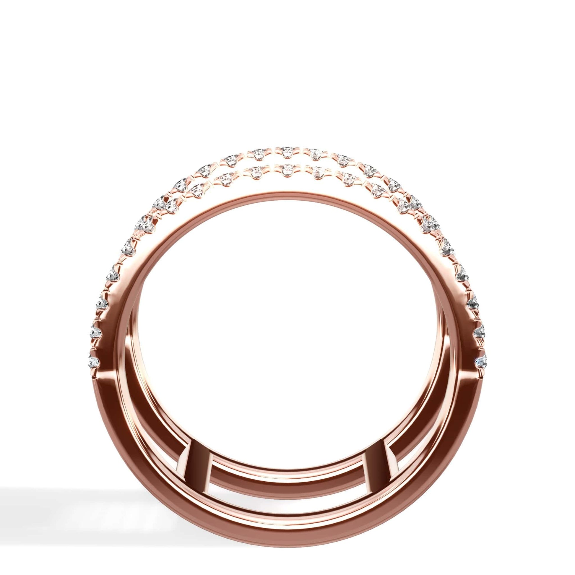 Double diamond band 14K rose gold ring