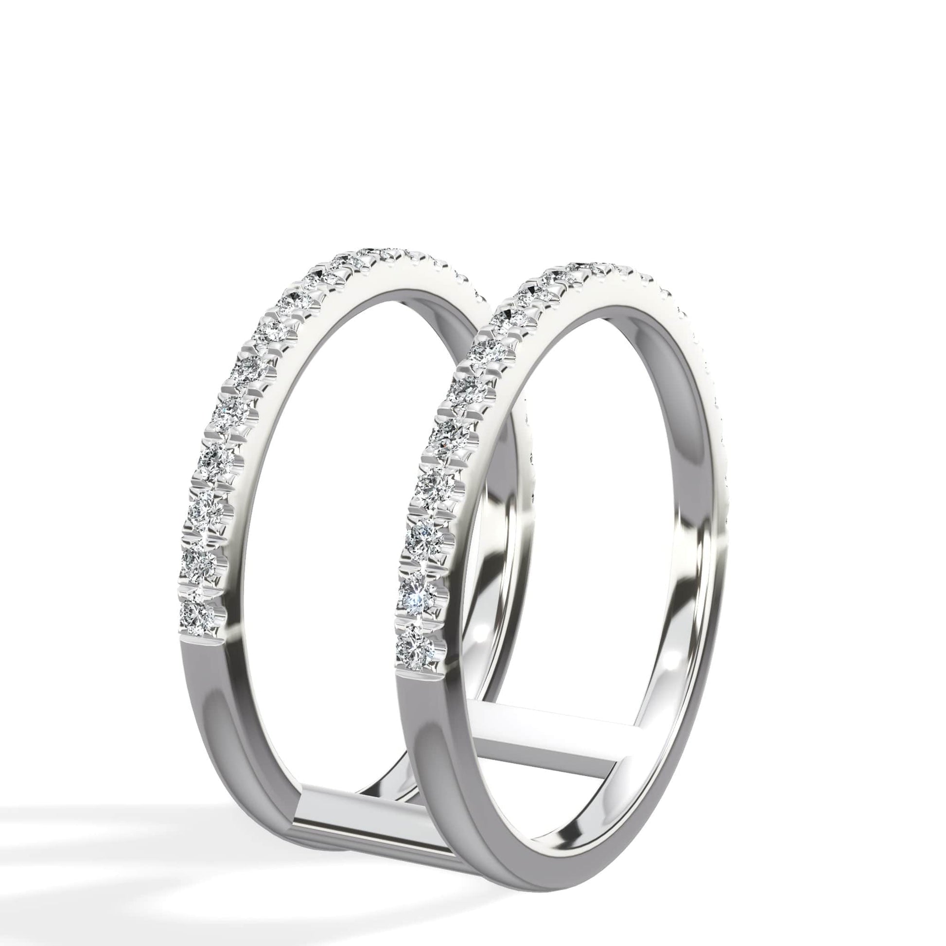 Double diamond band ring in 14K white gold