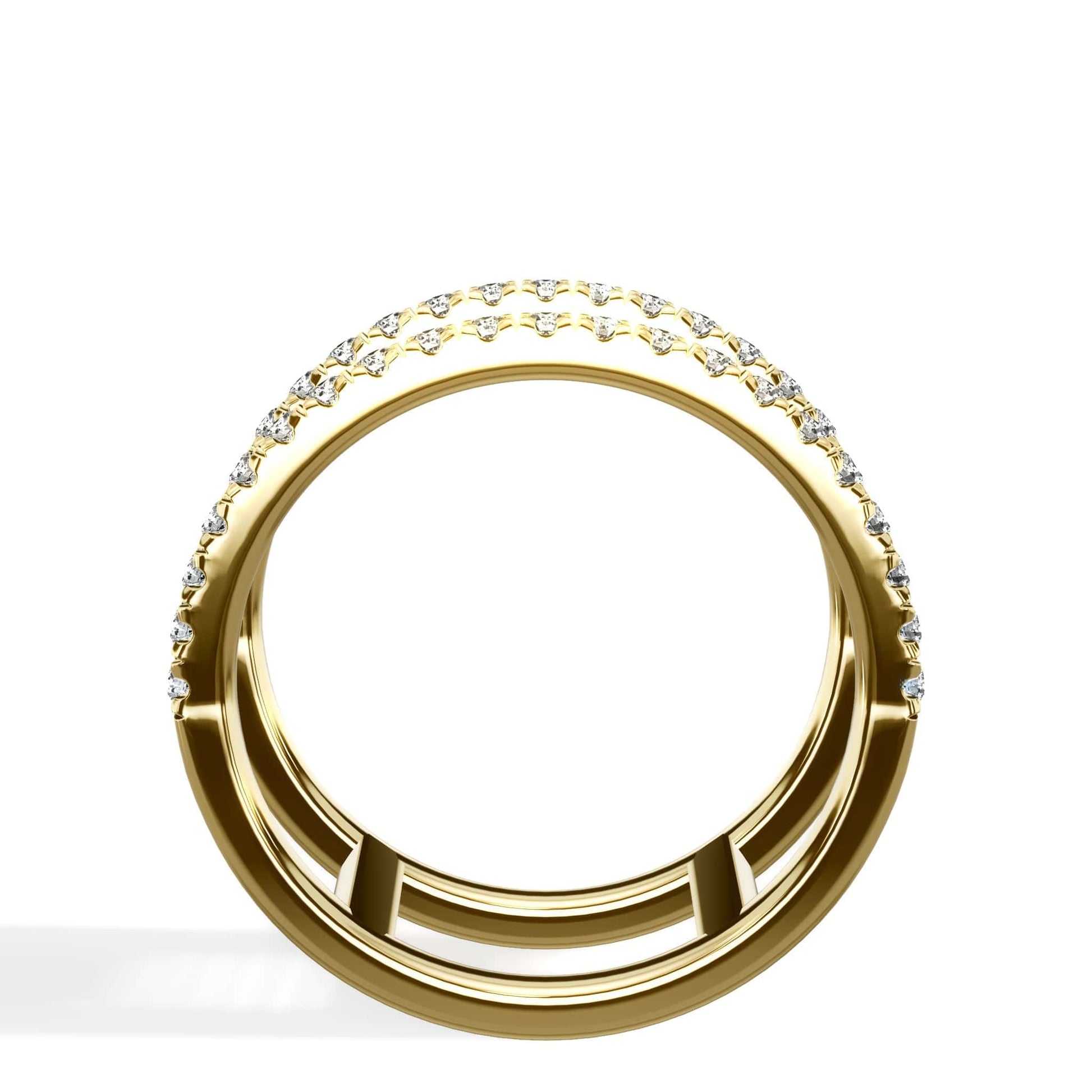 Double diamond band 14K yellow gold ring