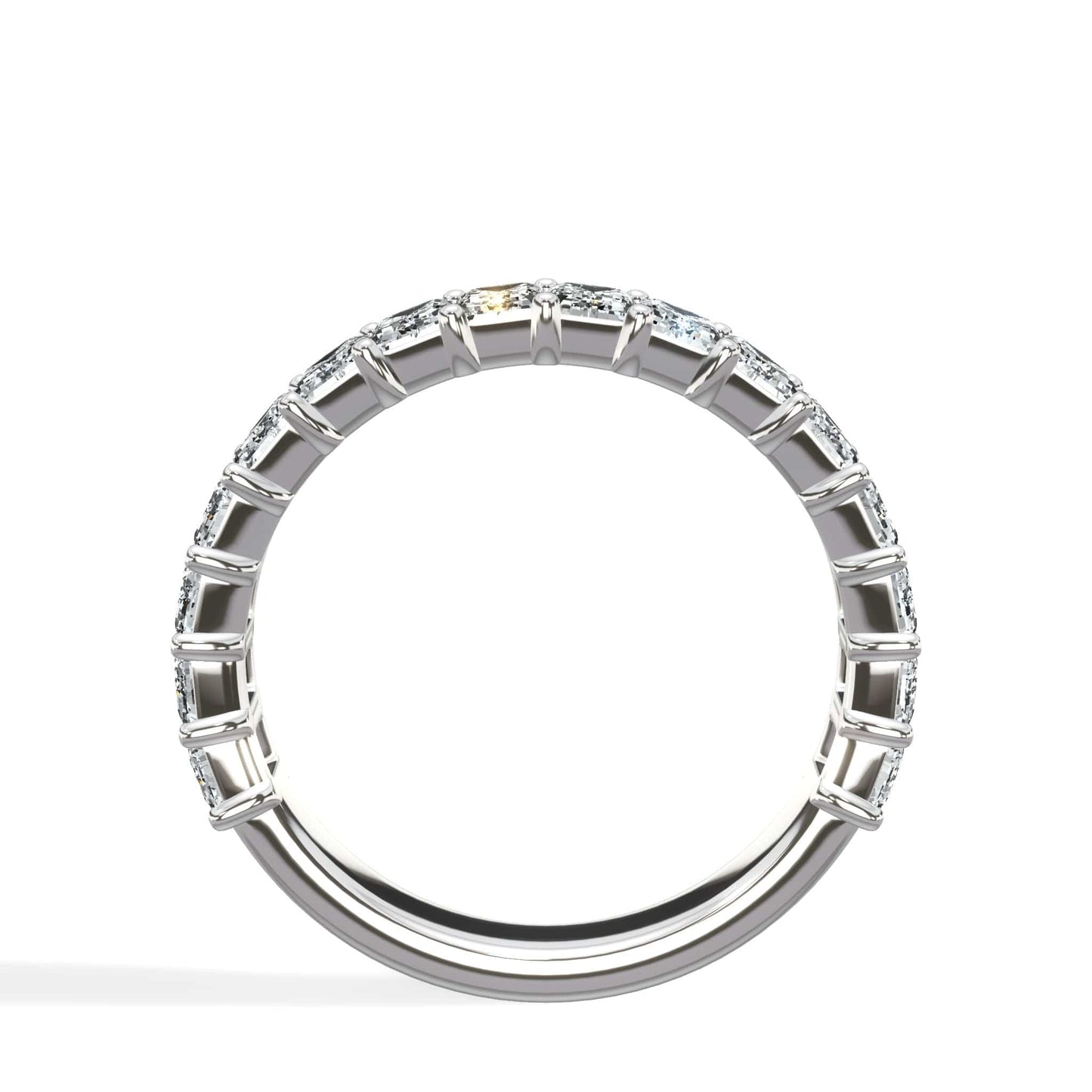 Emerald cut lab grown diamond eternity band in white gold