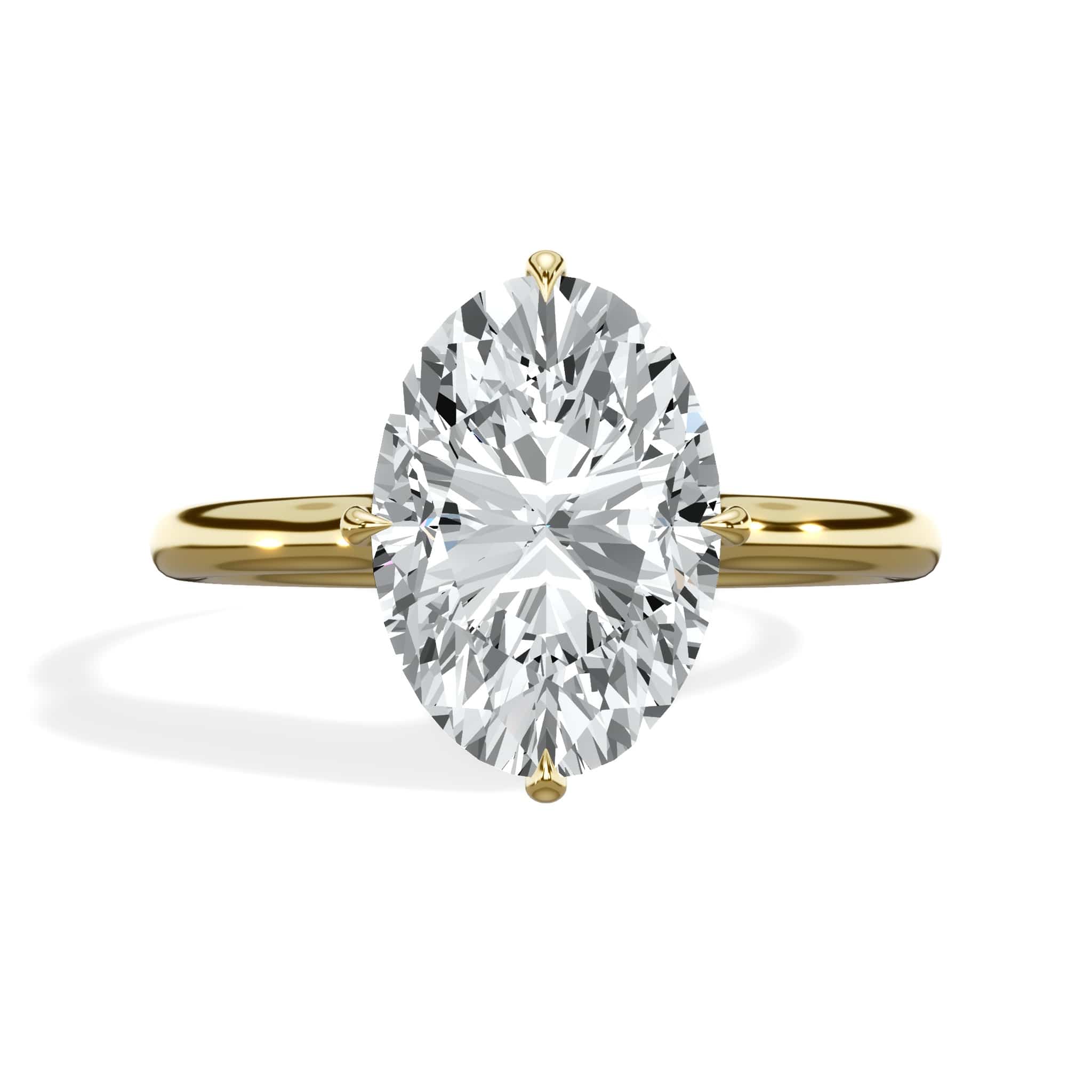 3 Carat Oval Cut Lab Grown Diamond Engagement Ring 14K Yellow Gold