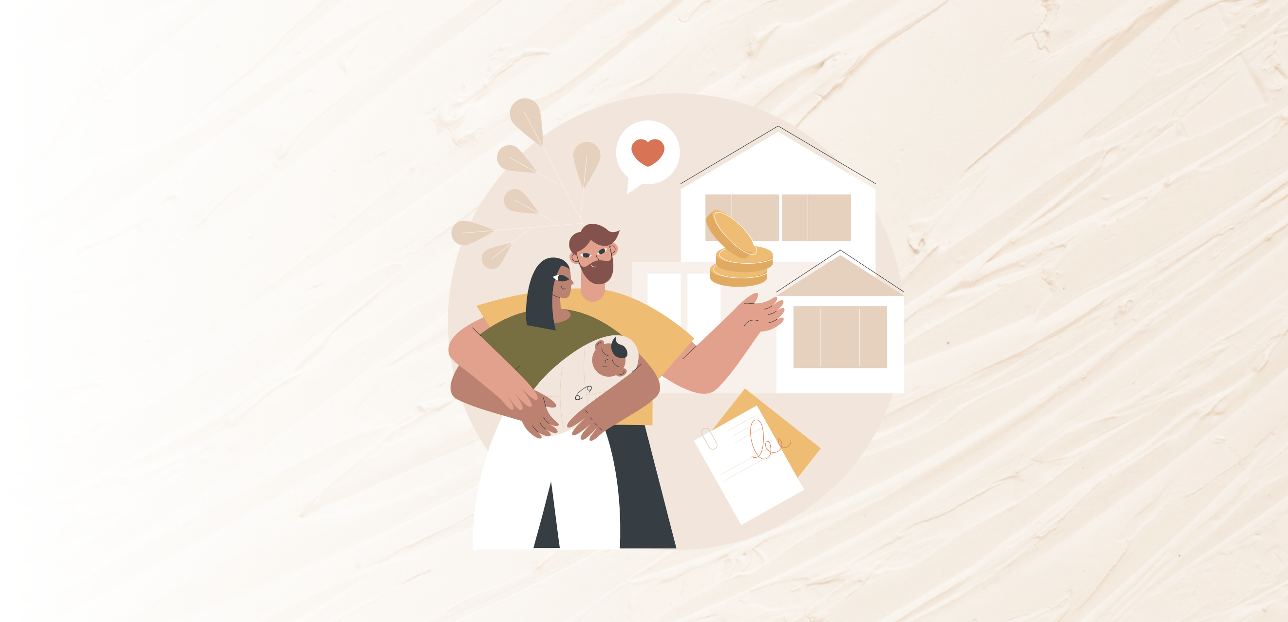 Family buying a home illustration