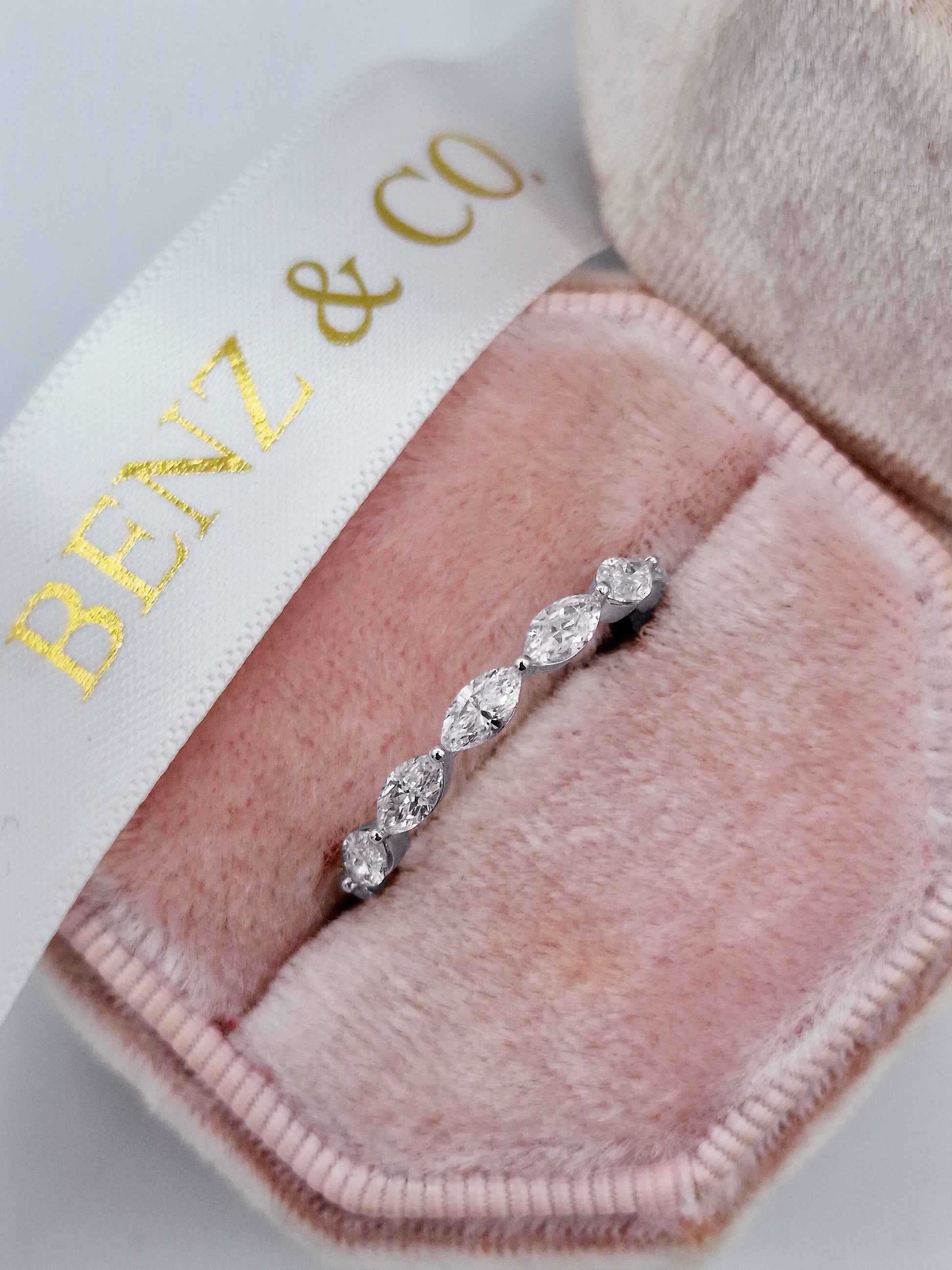 Marquise diamond eternity band in white gold