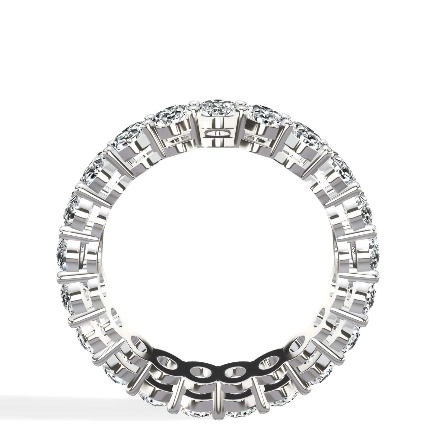 3 ct Oval Cut Natural Diamond Eternity Band In White Gold - Size 8.5