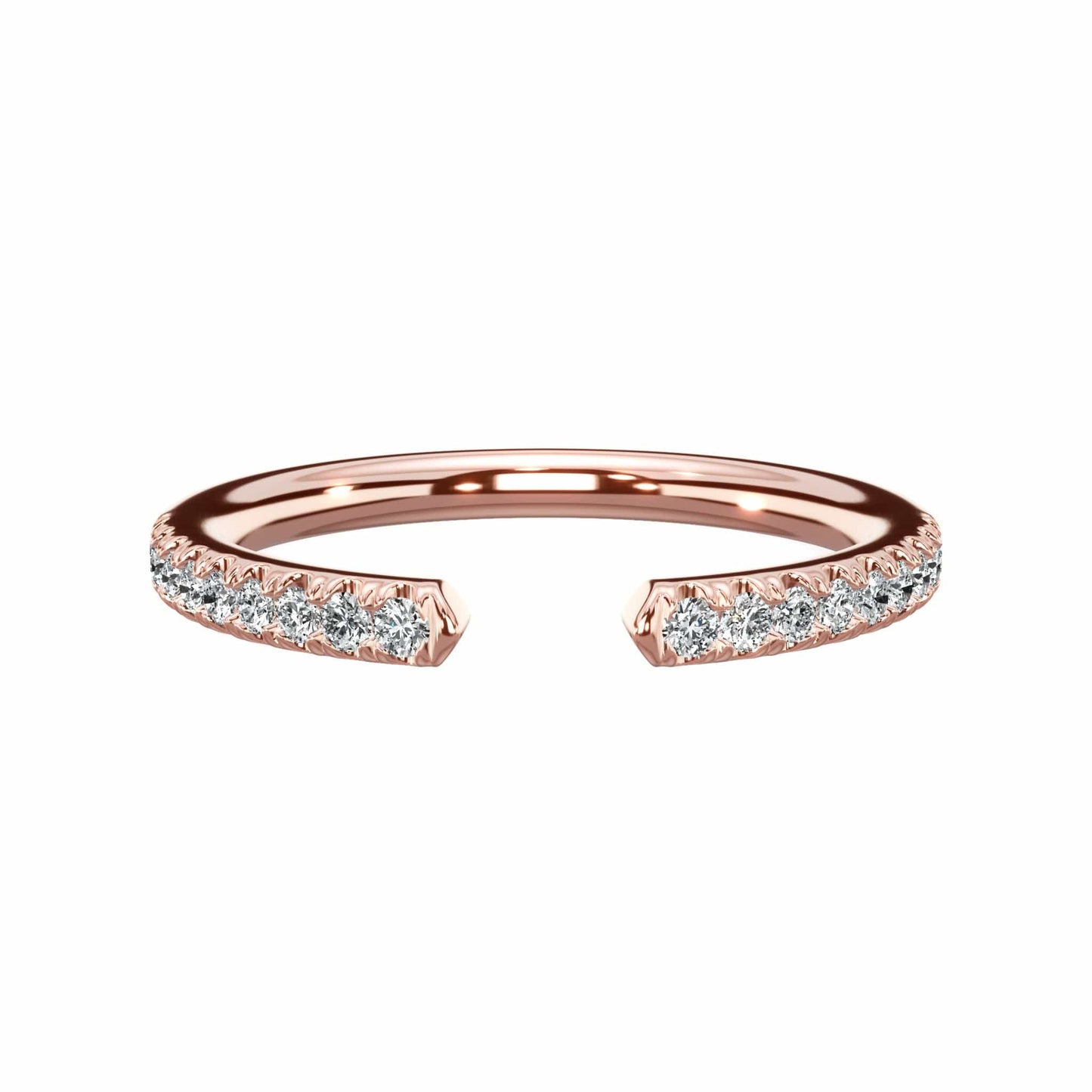 Rose gold open lab grown diamond wedding band