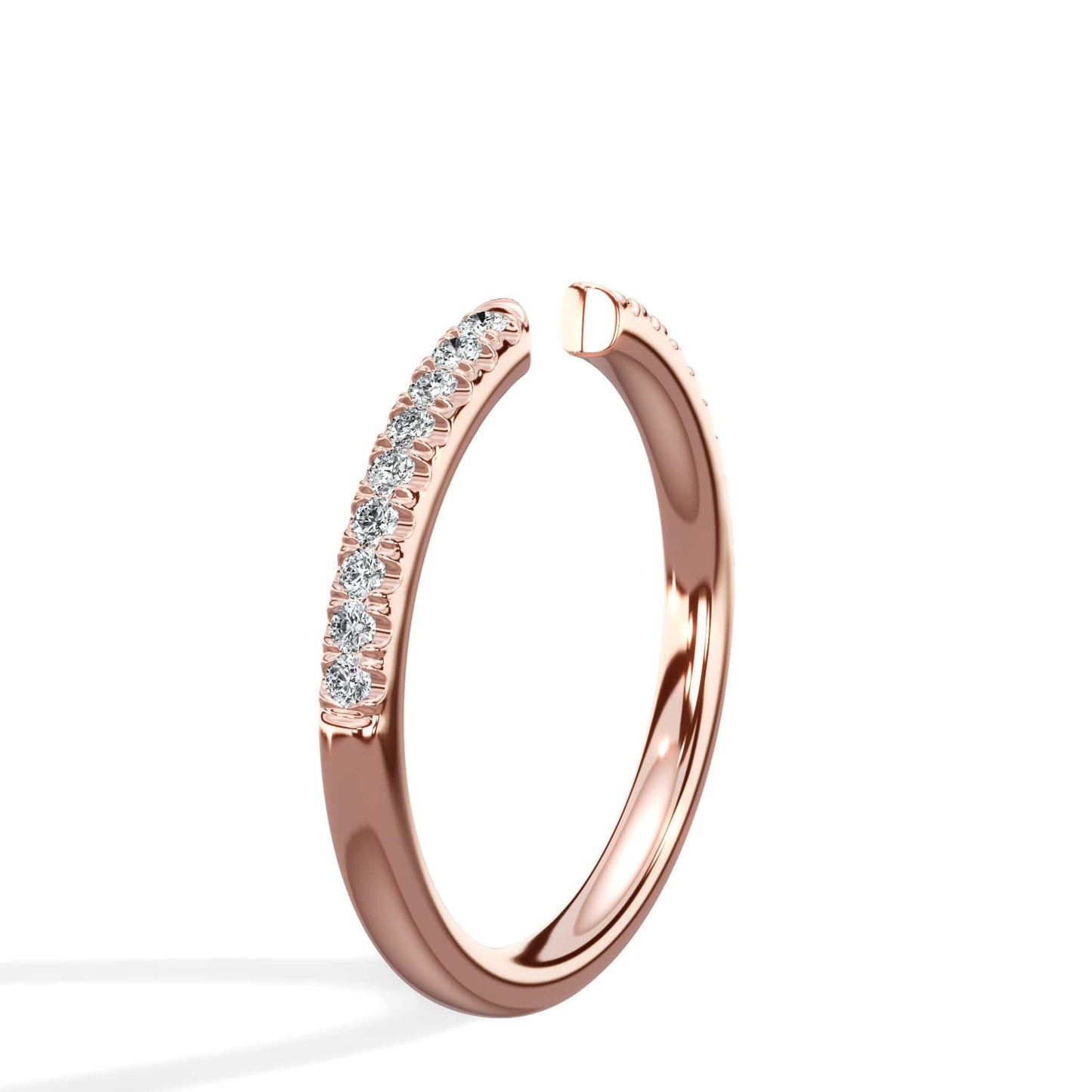 Rose gold open lab grown diamond wedding band