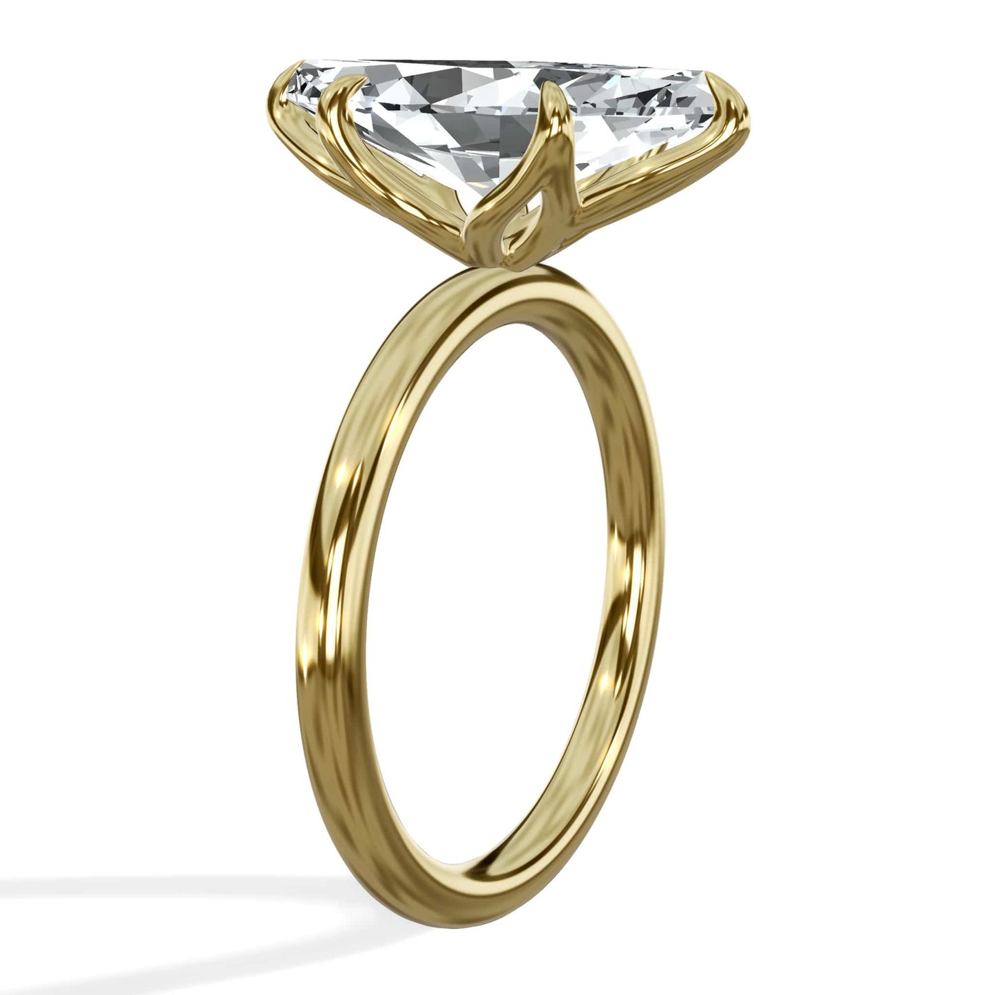 3 Carat Marquise Cut Lab Grown Diamond Petal Prong Solitaire Engagement Ring