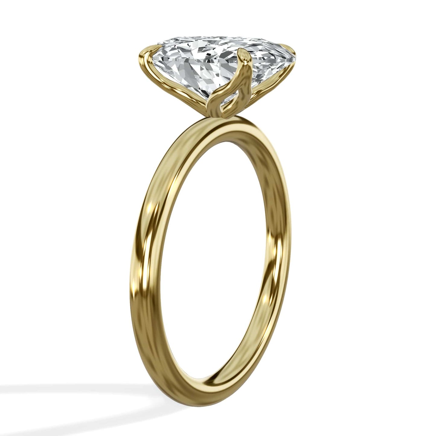3 Carat Oval Cut Lab Grown Diamond Petal Prong Solitaire Engagement Ring Yellow Gold