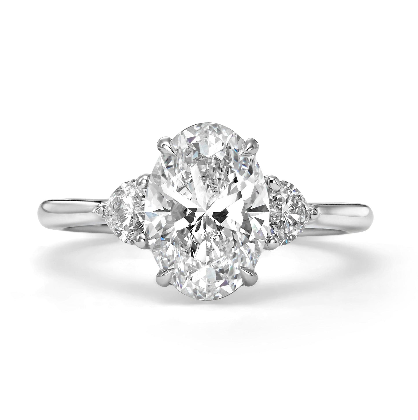Oval diamond ring with side stones - R-16-2