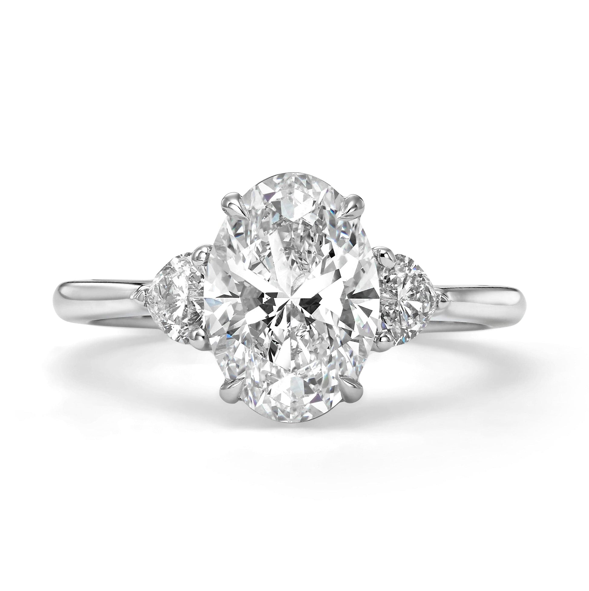 Oval diamond ring with side stones - R-16-2