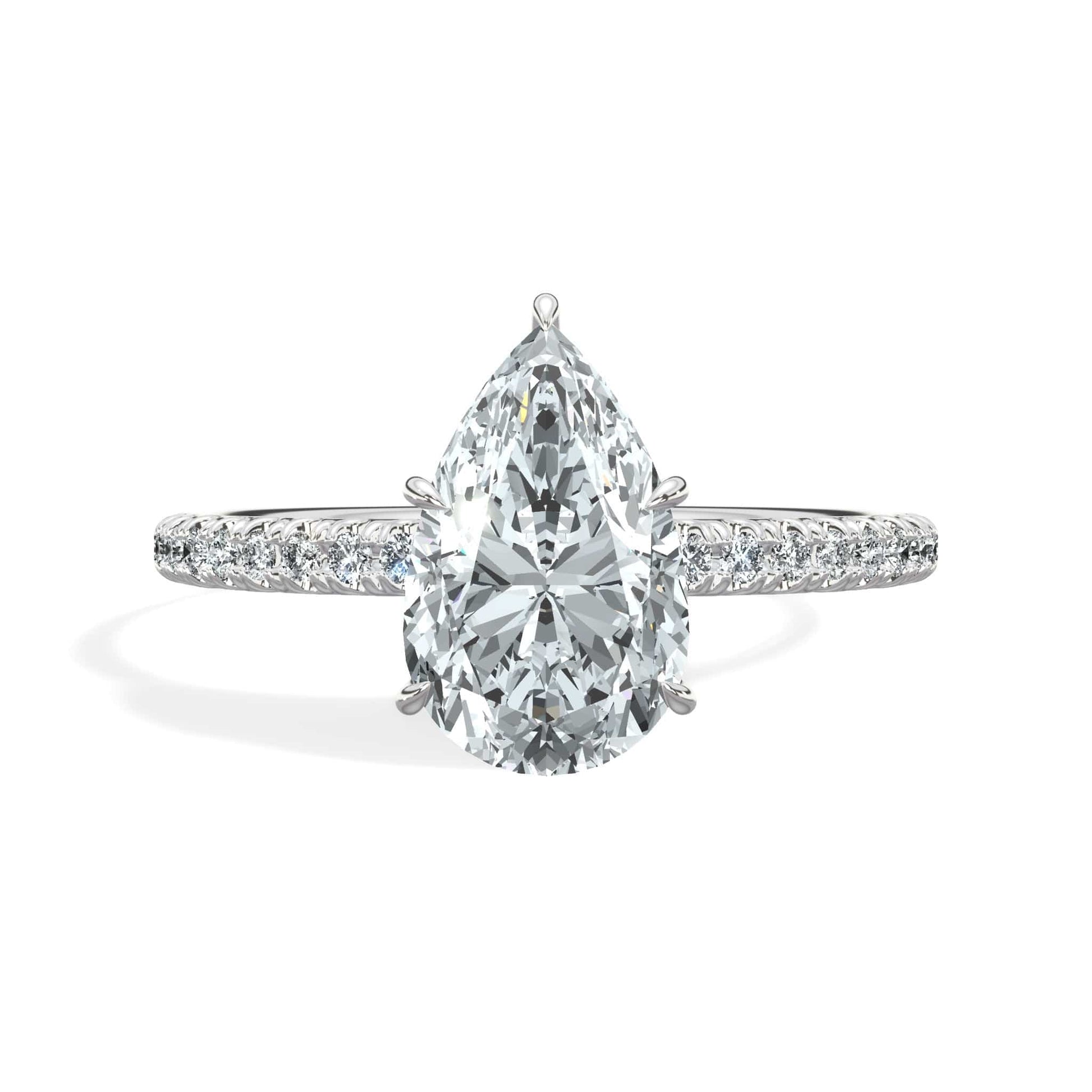 Pear diamond ring in white gold