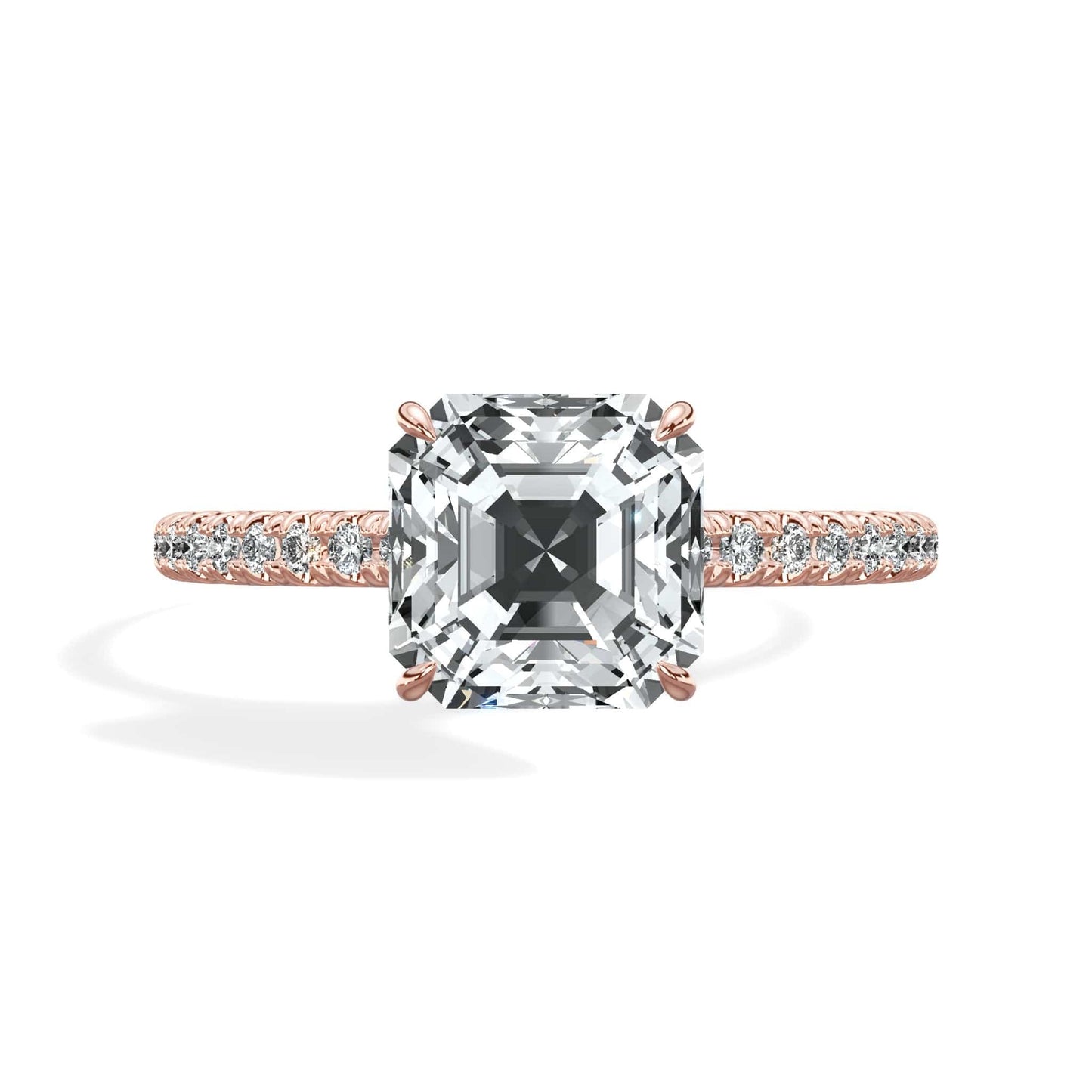 Asscher diamond ring in rose gold