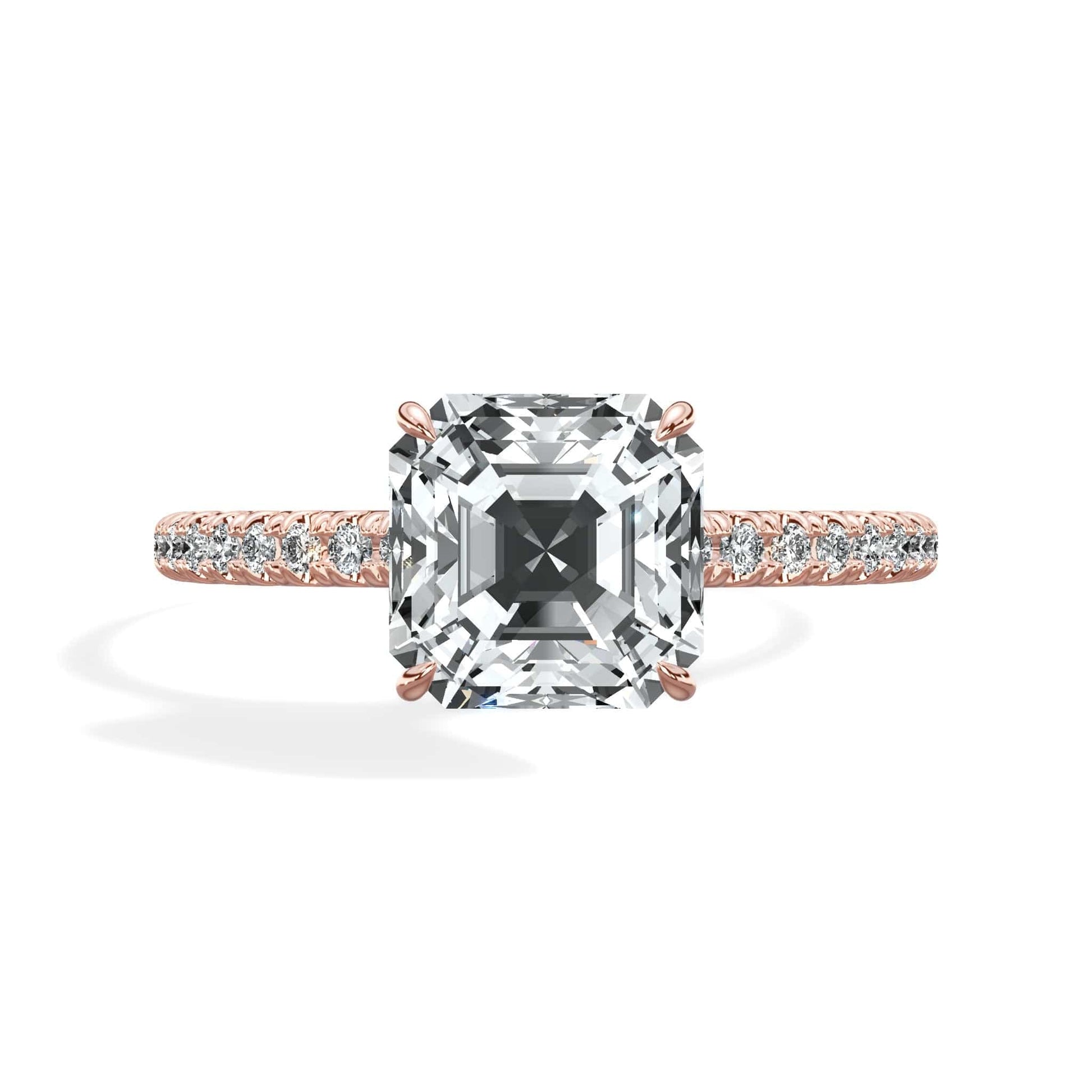 Asscher diamond ring in rose gold