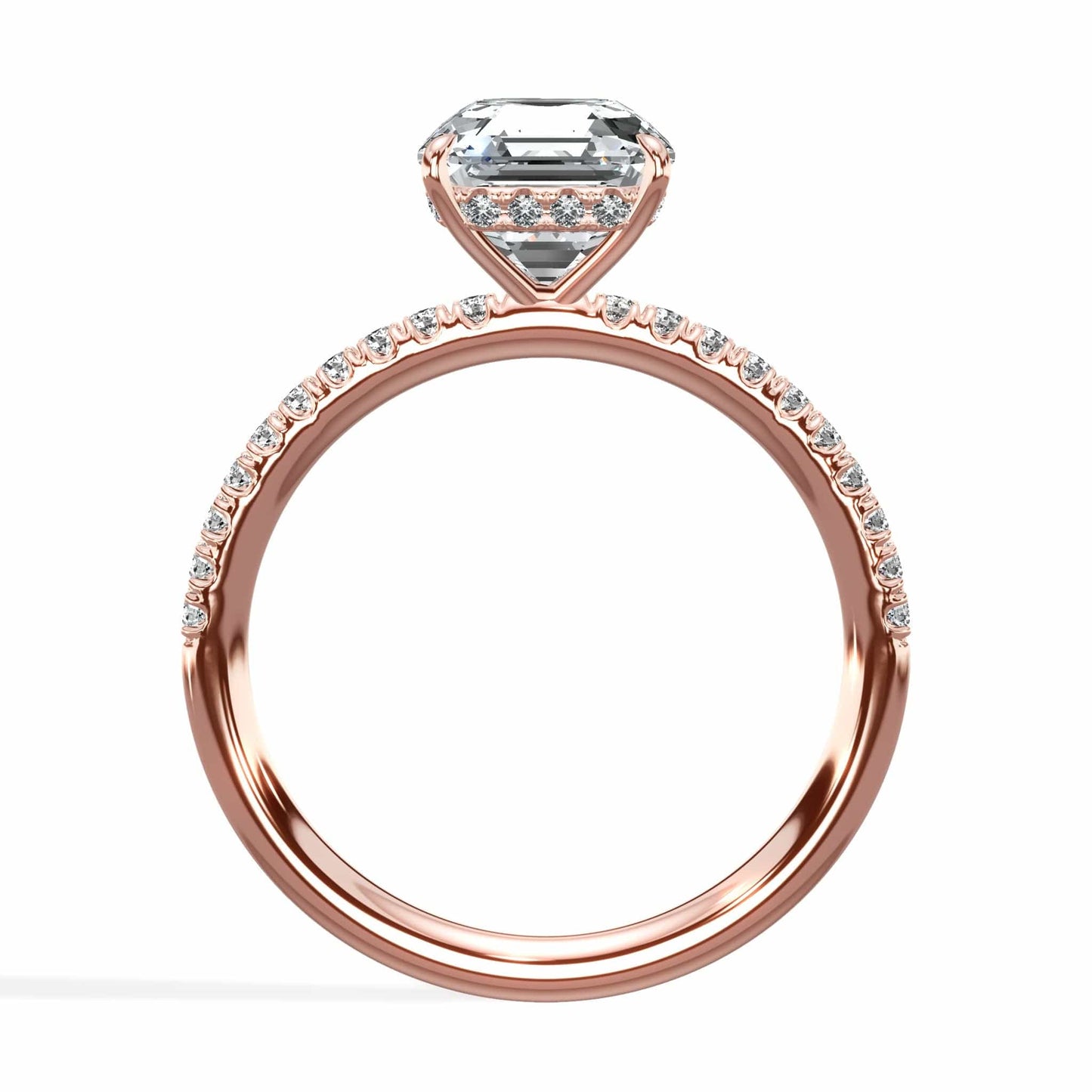 Asscher & Round Diamond Rose Gold Engagement Ring