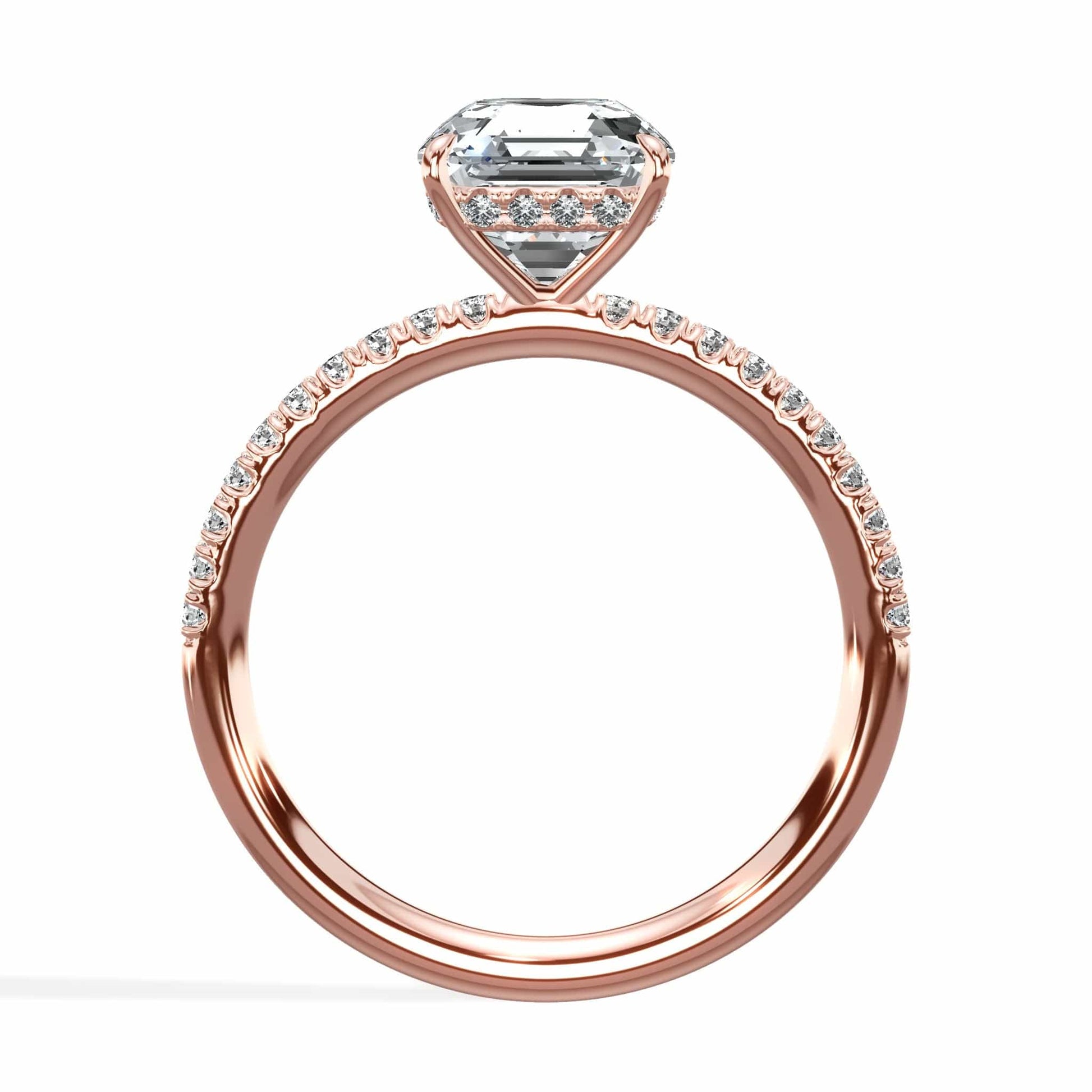Asscher & Round Diamond Rose Gold Engagement Ring