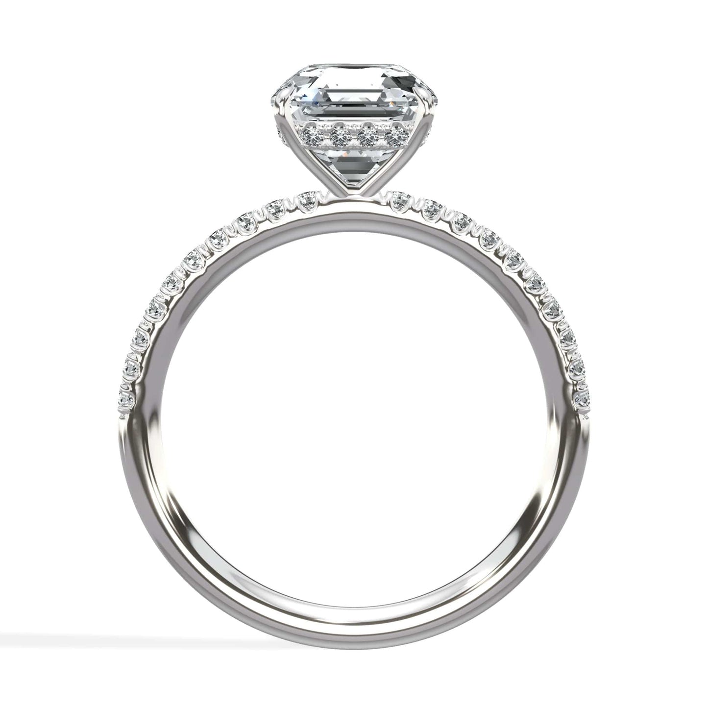 Asscher & Round Diamond White Gold Ring