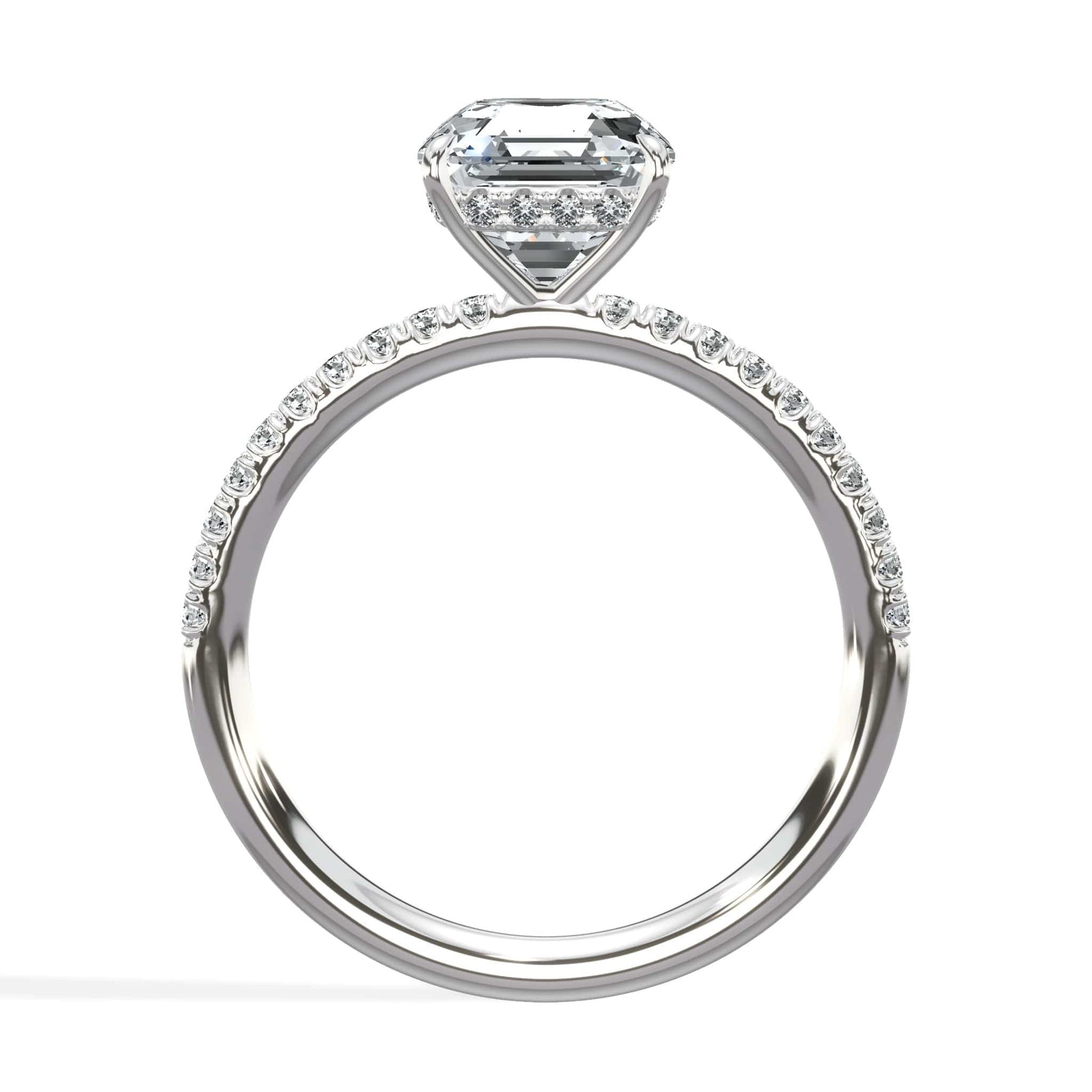 Asscher & Round Diamond White Gold Ring