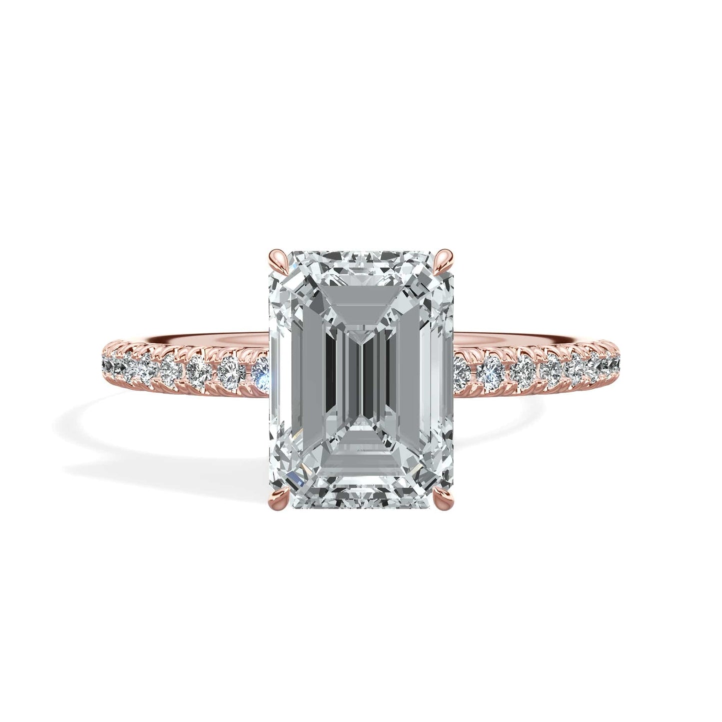 Emerald cut diamond ring in rose gold