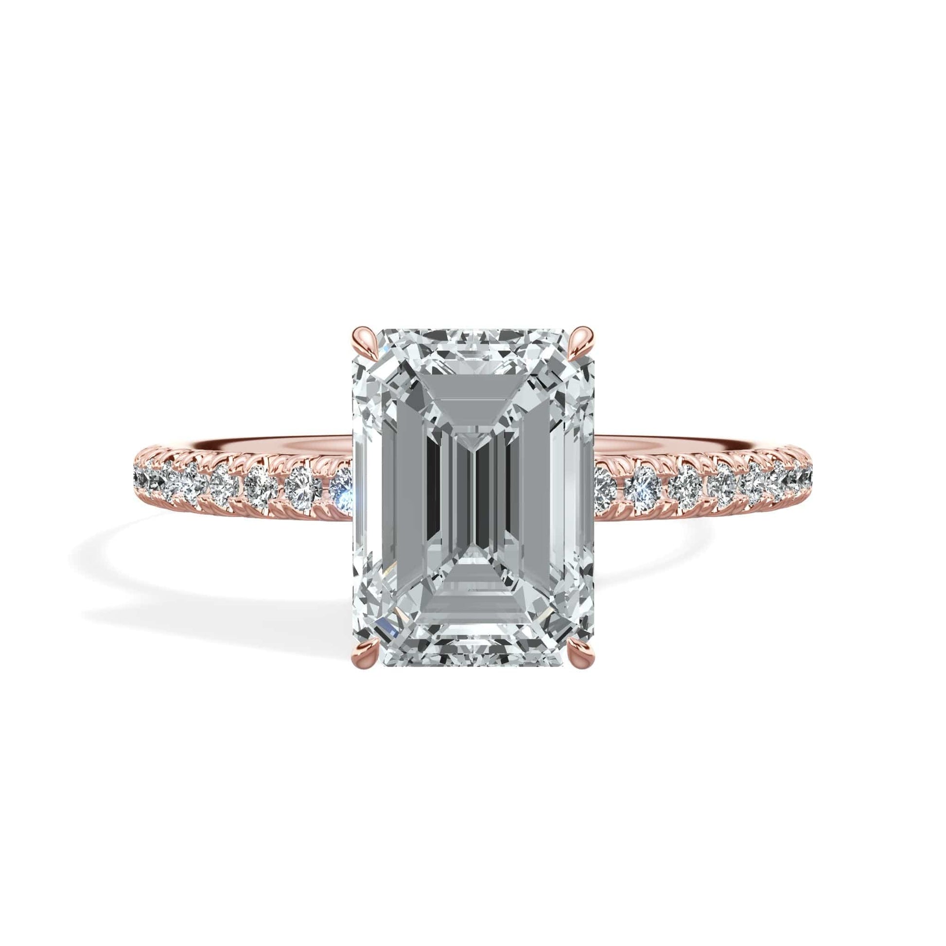Emerald cut diamond ring in rose gold