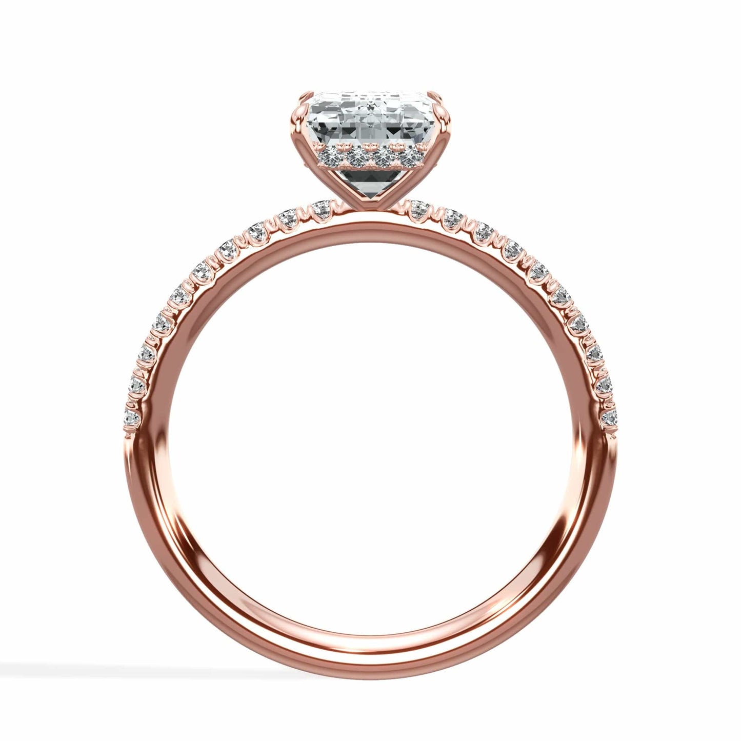 Rose gold emerald cut diamond ring