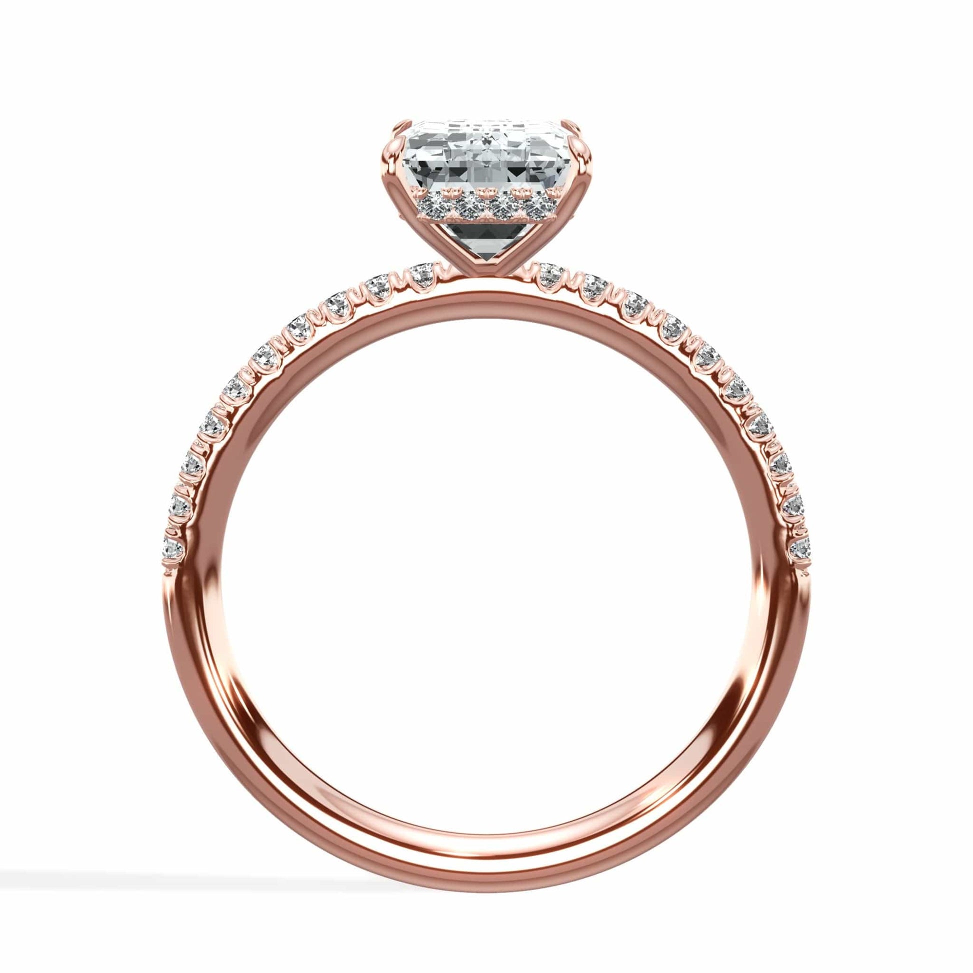Rose gold emerald cut diamond ring