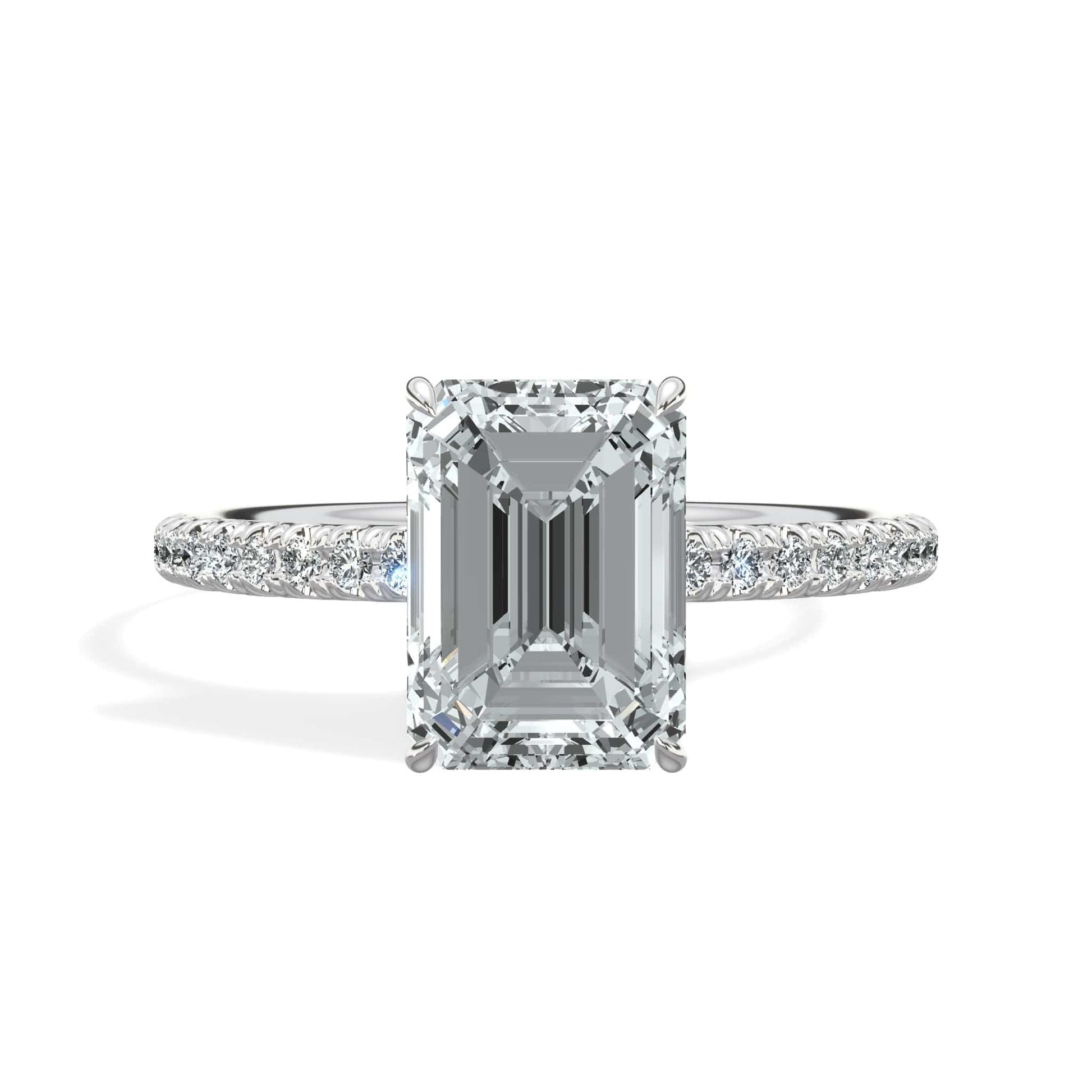 Emerald cut diamond ring in white gold