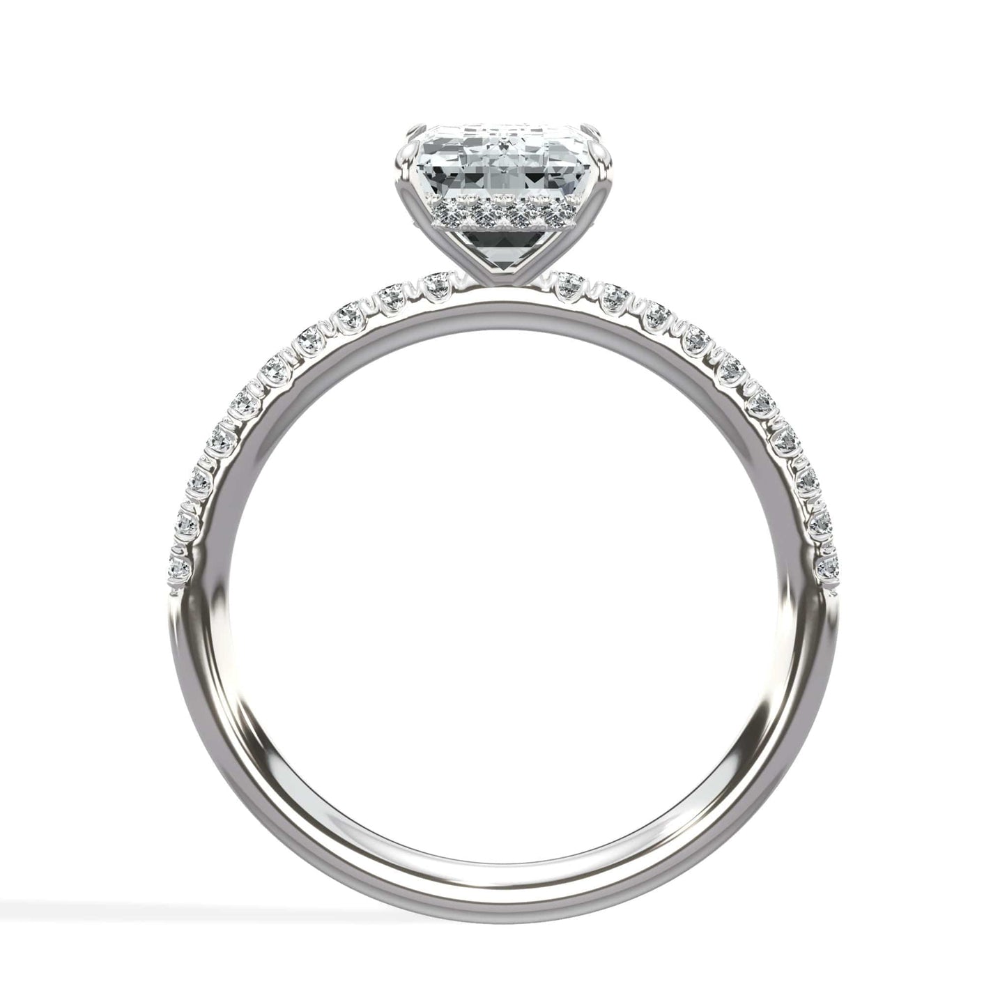 Emerald and diamond ring in white gold