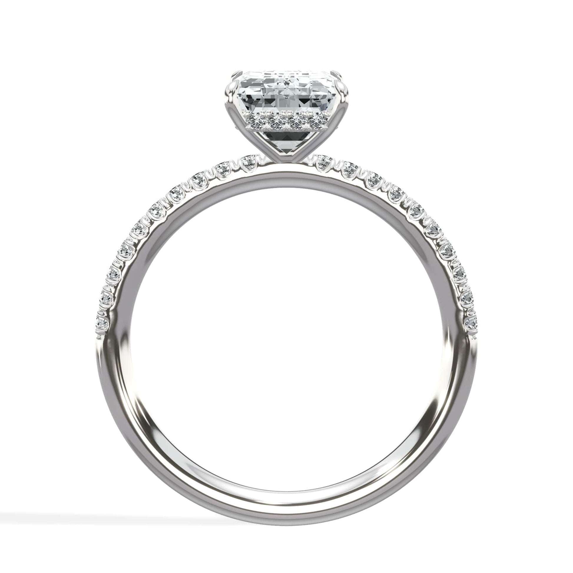 Emerald and diamond ring in white gold