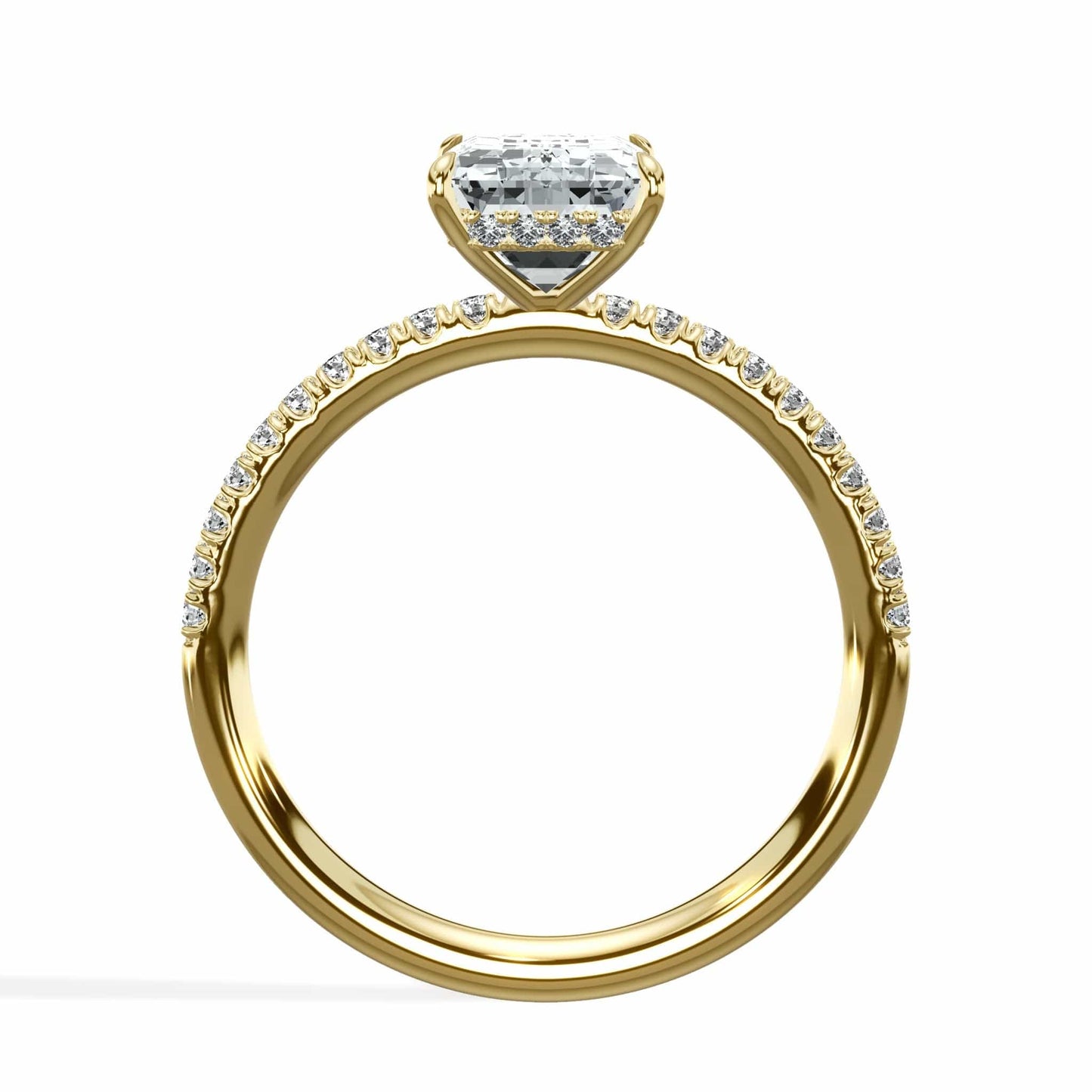 Emerald cut diamond ring in yellow gold