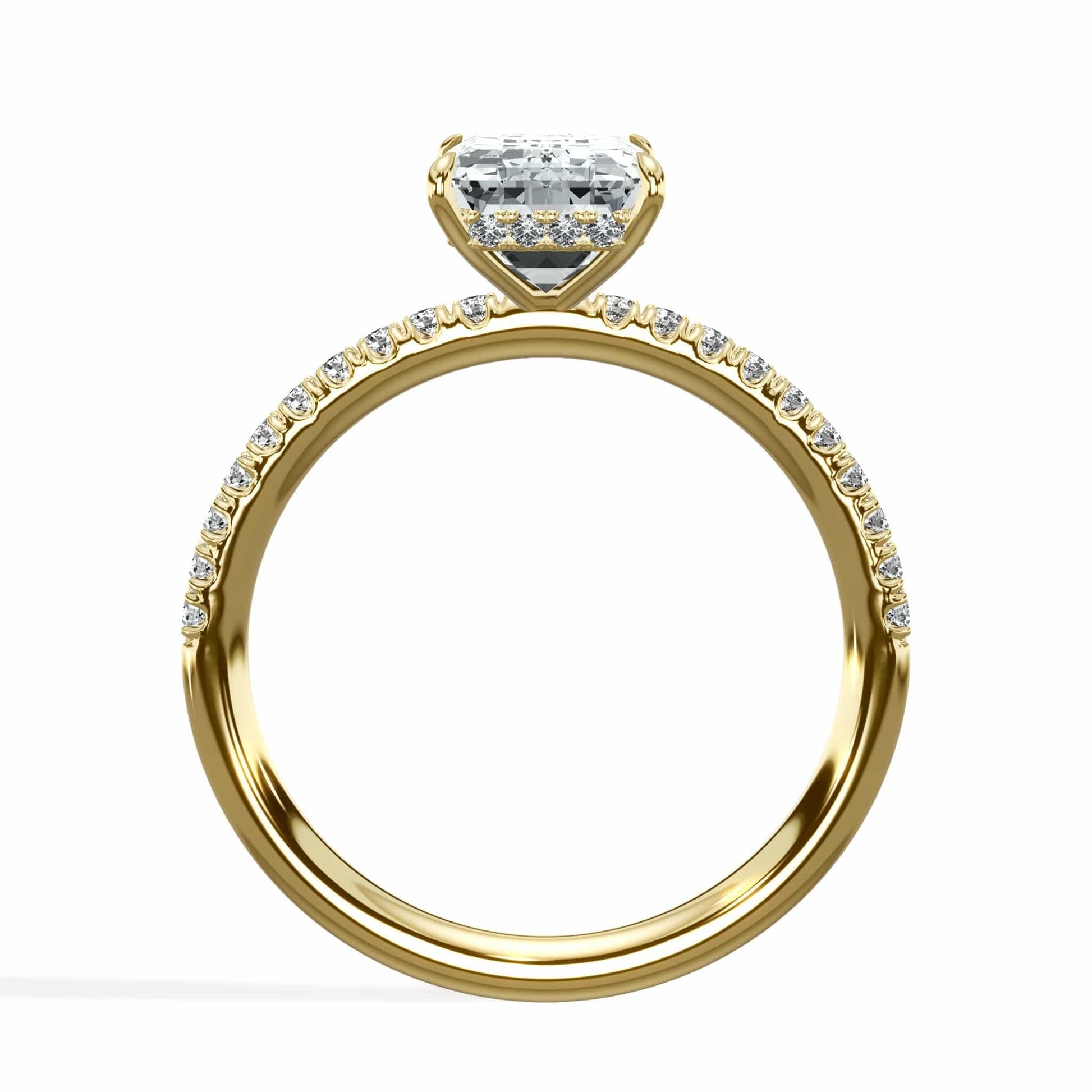 Emerald cut diamond ring in yellow gold
