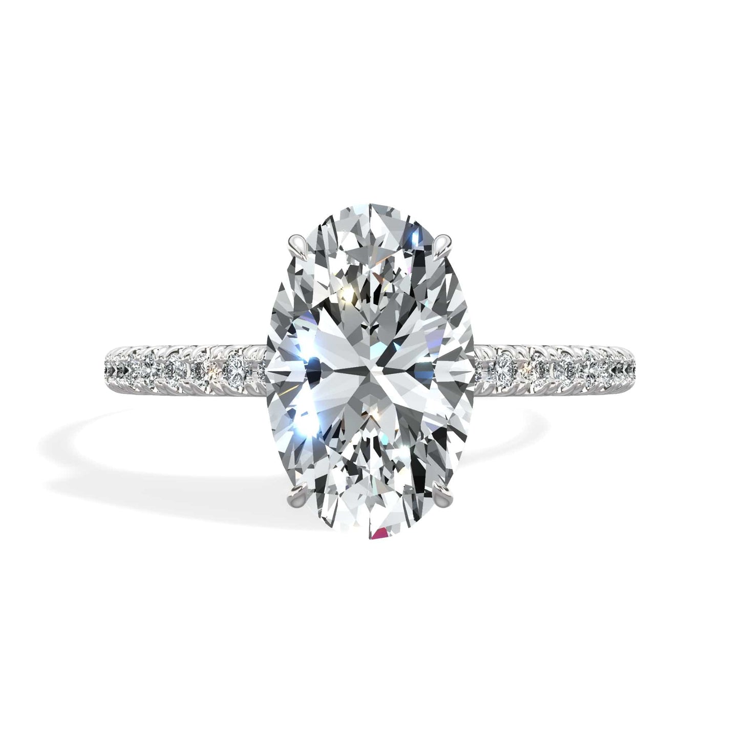 Oval diamond engagement ring in white gold